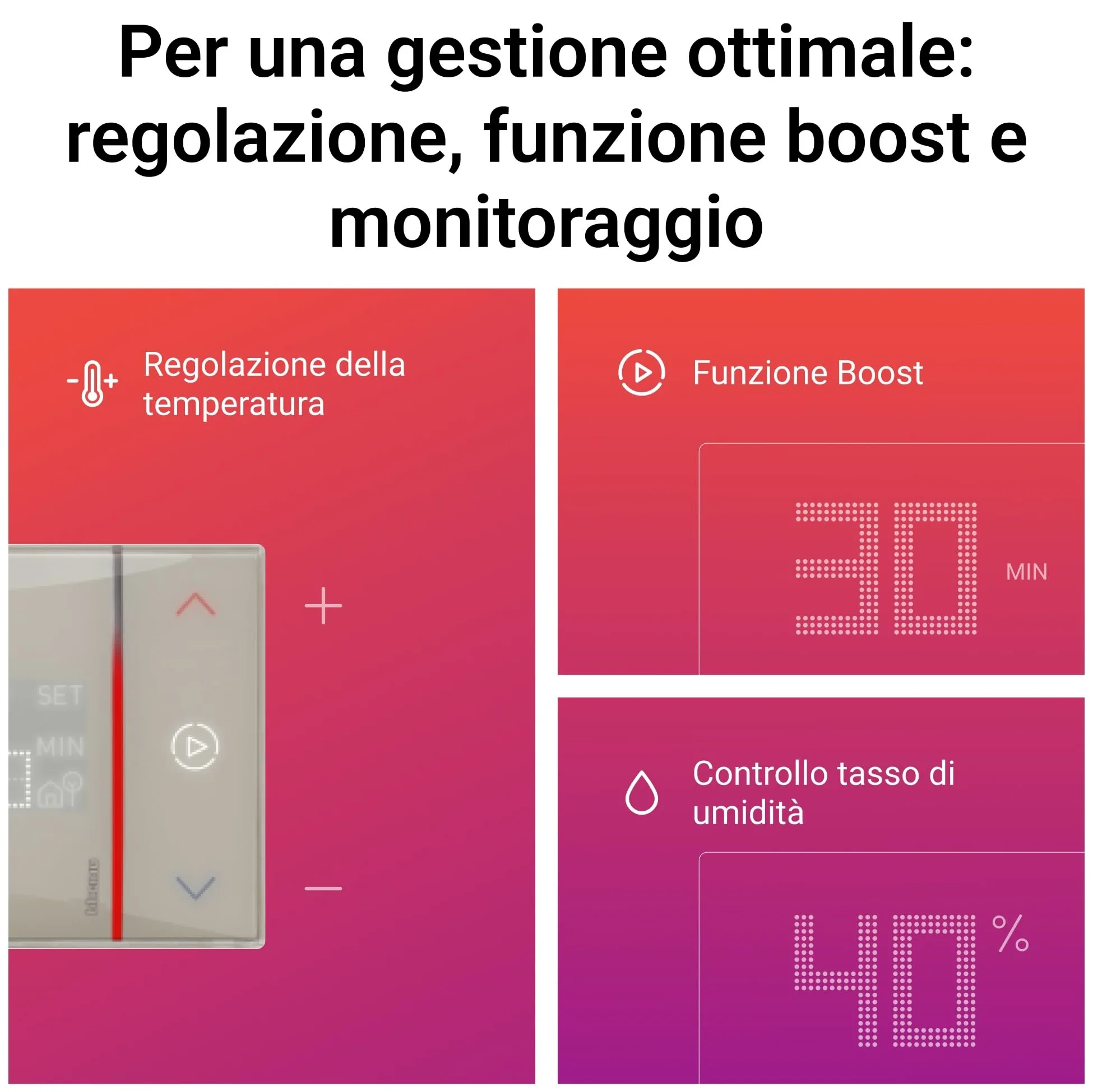 BTICINO SXM8002 Termostato WiFi Smarther2 with Netatmo, Termostato Caldaia da Incasso, Controllo anche da Remoto con App, Alexa, Google Assistant, Apple HomeKit, Programmabile, Risparmio Energetico