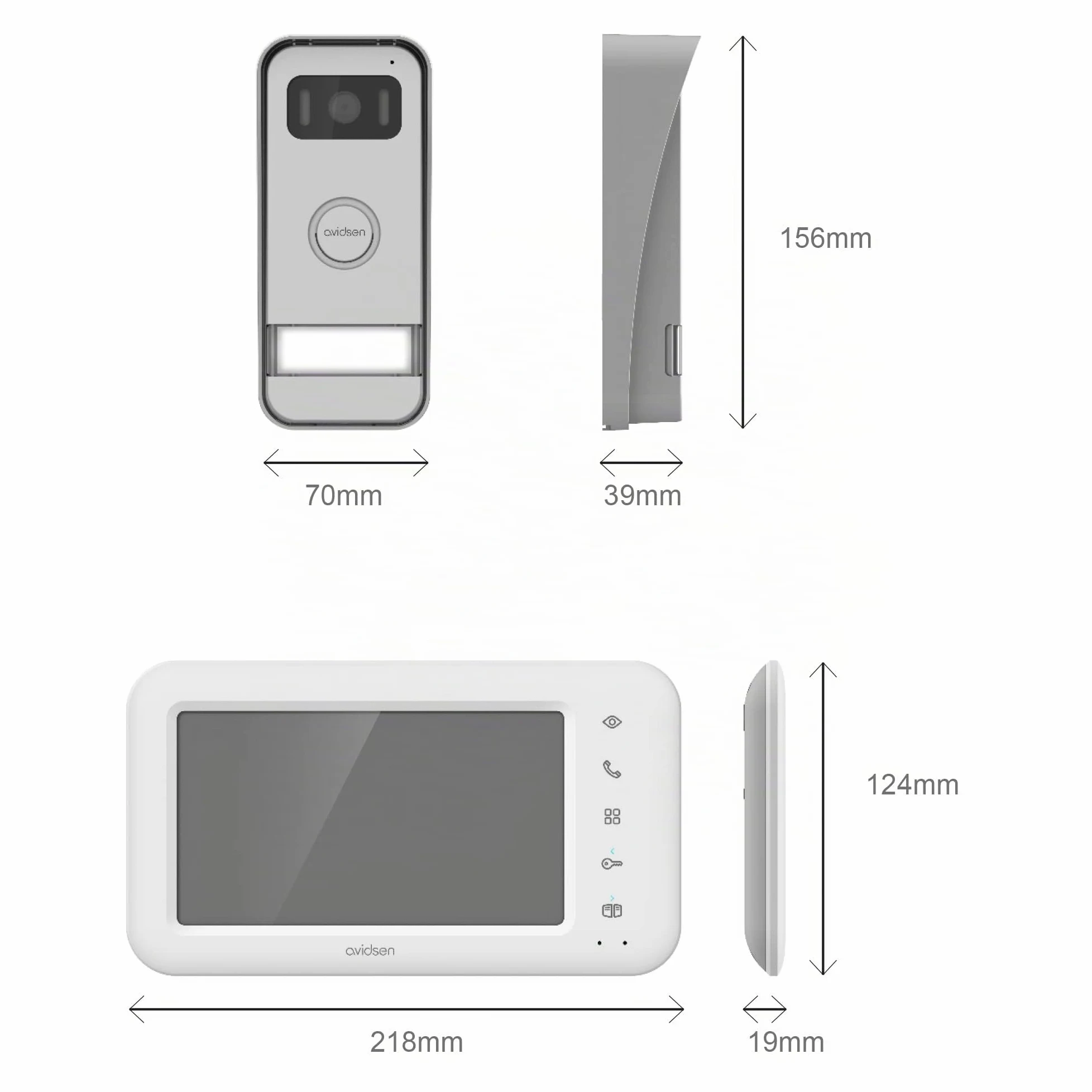 Videocitofono Elia Avidsen a colori 7 pollici LCD, 2 fili eco-progettato, controllo apertura del cancello,