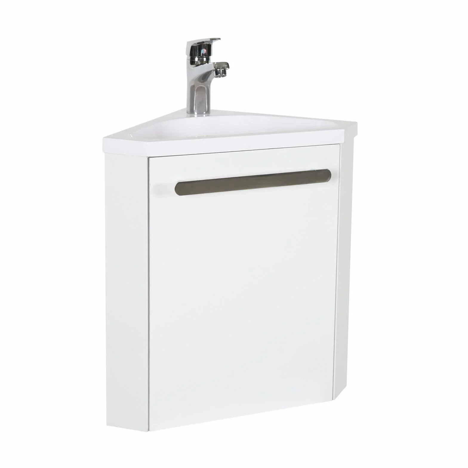 MOB IN - Lavamani angolare con lavabo in resina, colore: Bianco