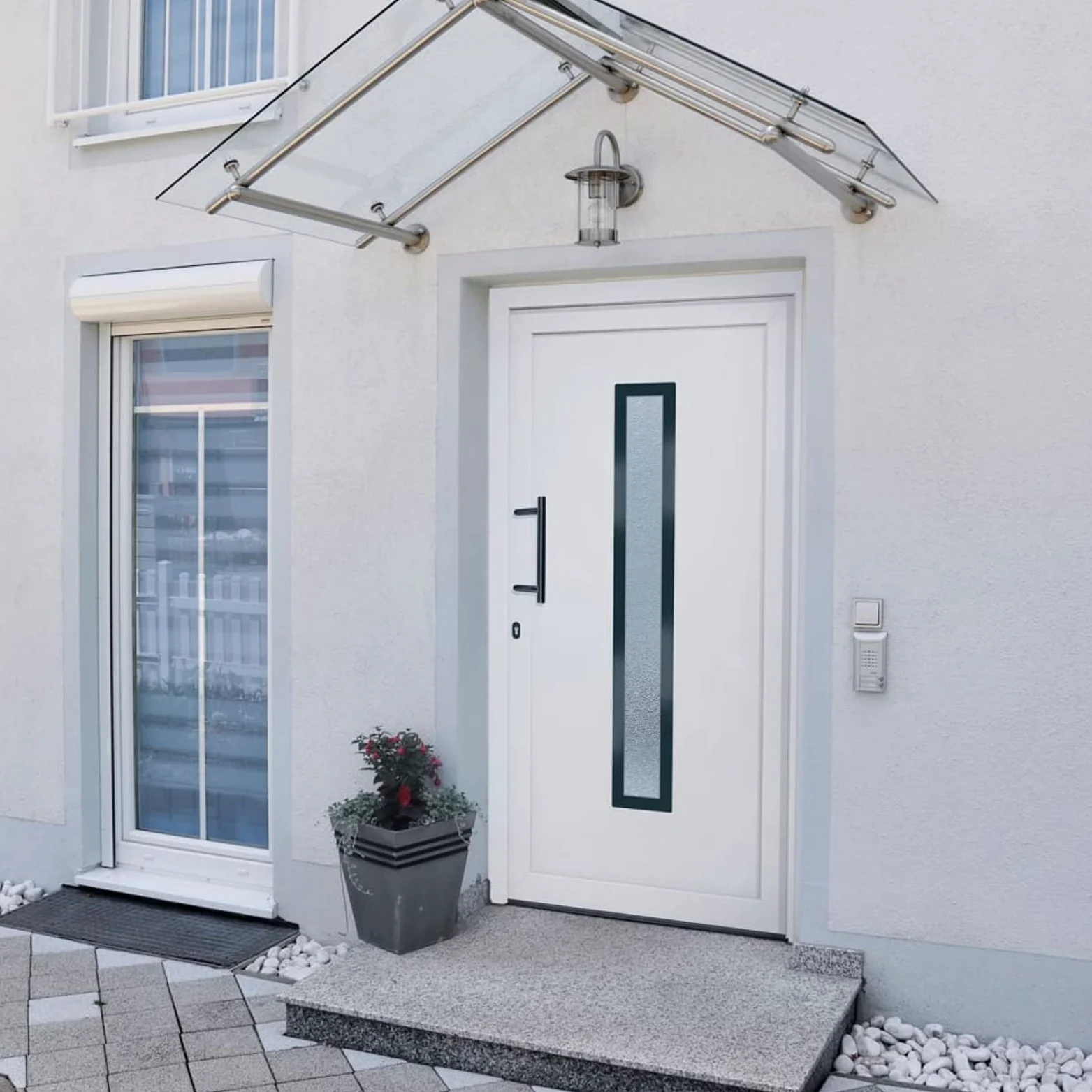 Gecheer Porta,Ingresso,Sinistra,per Esterno,in PVC,Bianco,108x208 cm