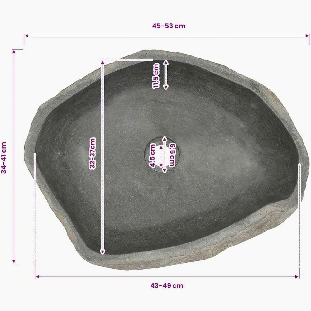 vidaXL Lavabo per Bagno, 45–53x34–41x15 cm, Pietra Naturale, Ovale, Bacino, Lavabo, Ciotola Decorativa, Lavabo in Pietra Artigianale, Mobile Bagno, Texture Naturale