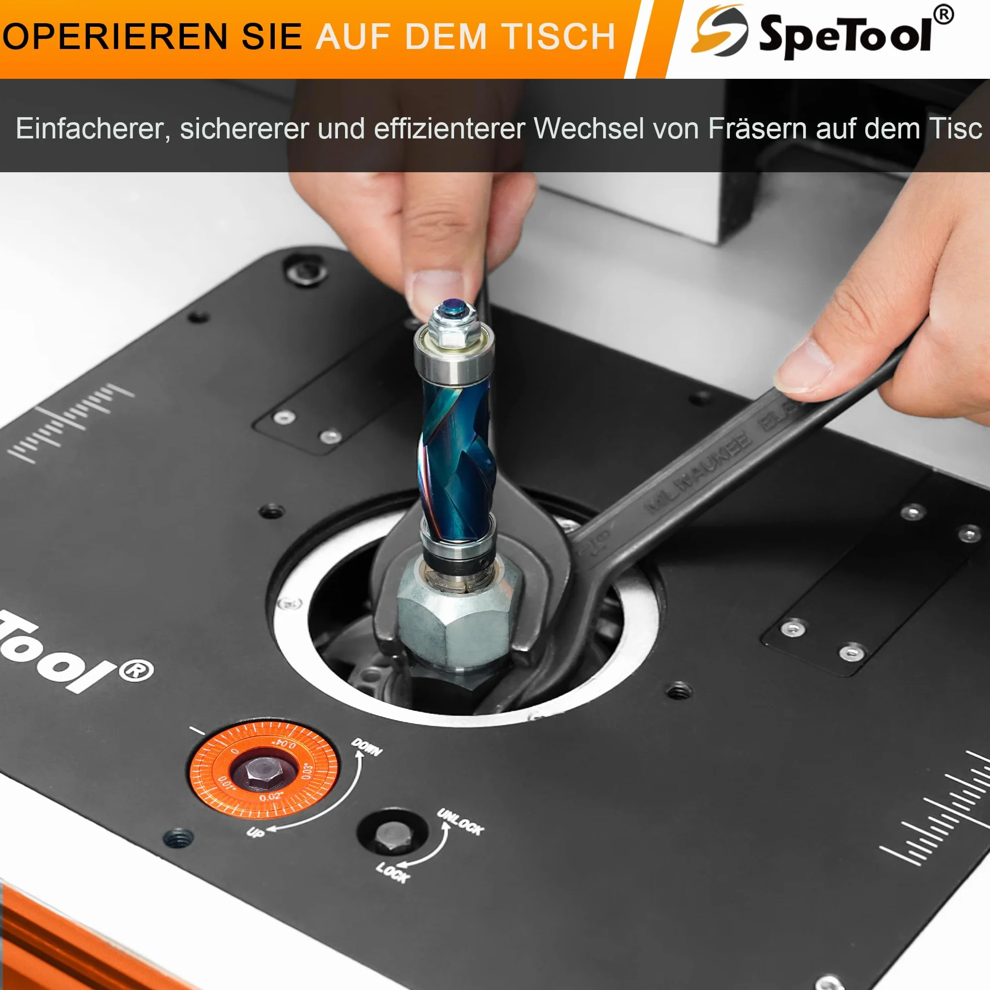 SpeTool Sollevatore per fresatura superiore con diametro da 65 mm a 107 mm, sollevatore superiore in alluminio con stencil fai da te e 3 anelli magnetici, 9-1/4" x 11-3/4" per la lavorazione del legno