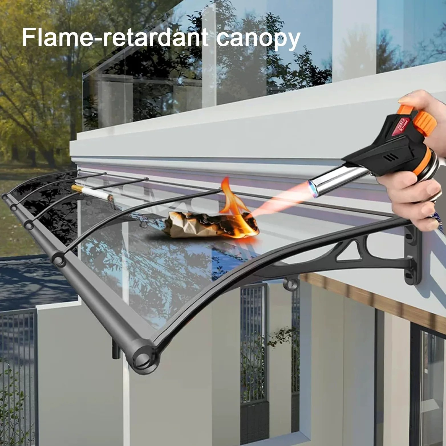 Pensilina Tettoia per Porta o Finestra Trasparente,Pensilina da Esterno d'Ingresso,Copertura in Policarbonato Contro UV e Neve,Tenda da Sole per Patio,Cortili,Ristoranti (60x120cm)