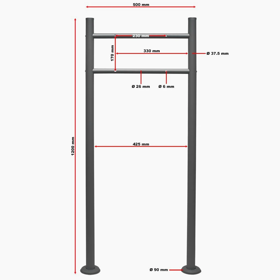 Wiltec Set Cassetta postale singola autoportante V17 antracite, con telaio di supporto