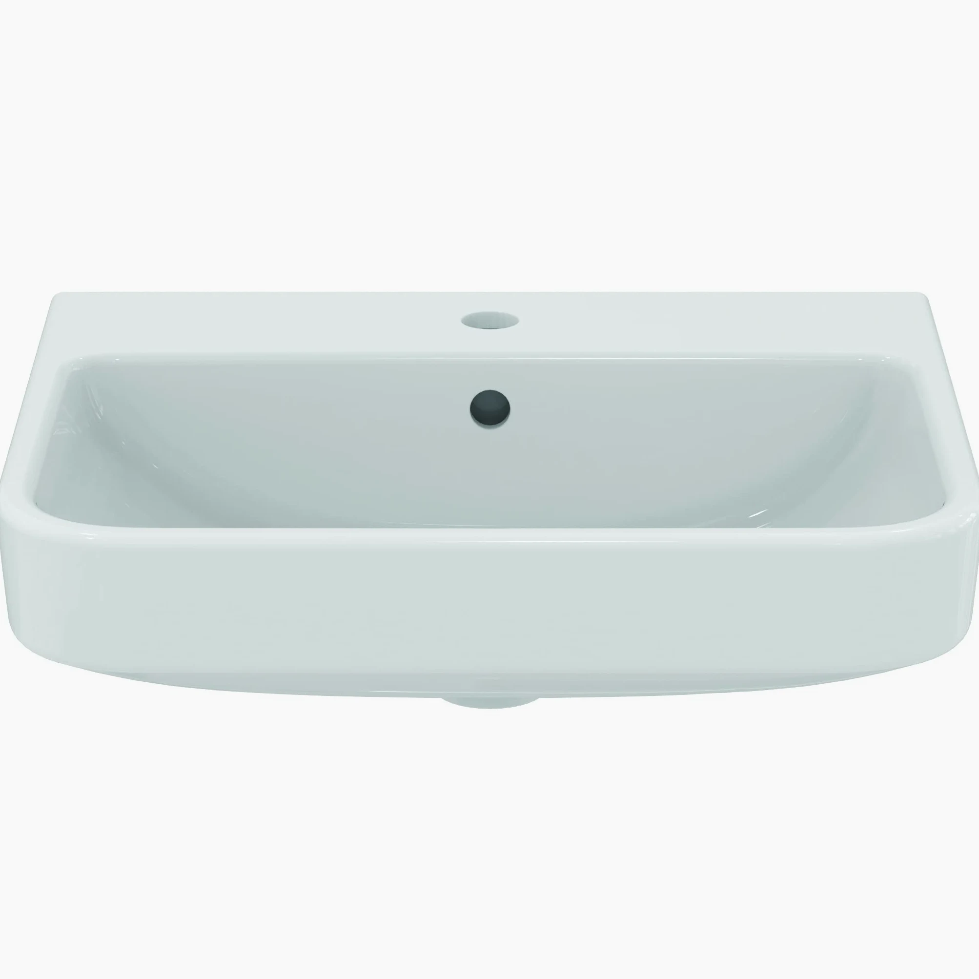 Ideal Standard - i.life B Lavabo da 55 cm con foro centrale per la rubinetteria aperto e foro del troppopieno. Colonna, semicolonna e sifone d'arredo da acquistare separatamente. Bianco