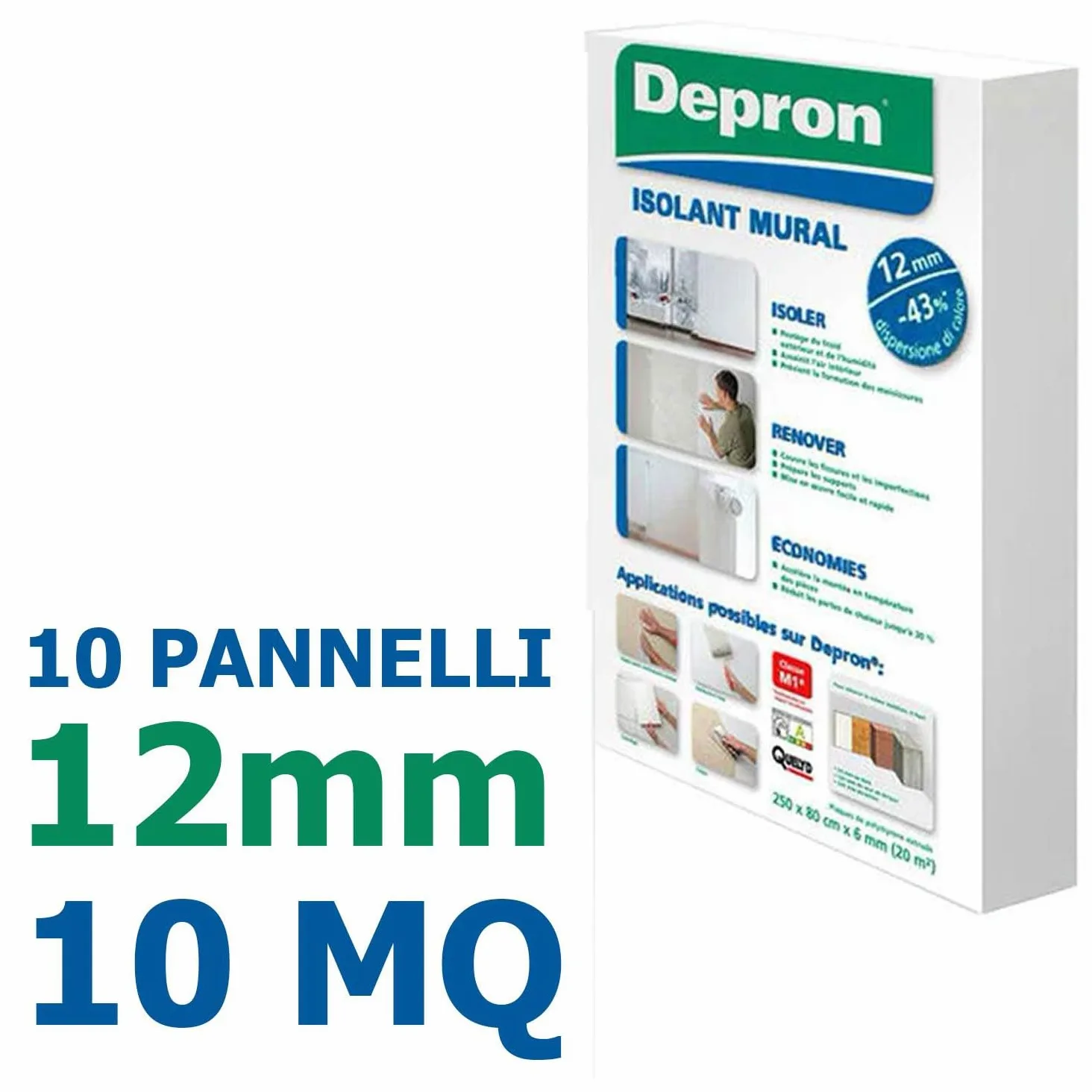 DEPRON Pannelli Isolanti 12 mm (125×80 cm) – Confezione 10 m² + Colla Glutolin 8 kg | Isolamento Termico e Acustico per Pareti e Soffitti | 1 paio di guanti in nitrile HYTAMA TOOLS
