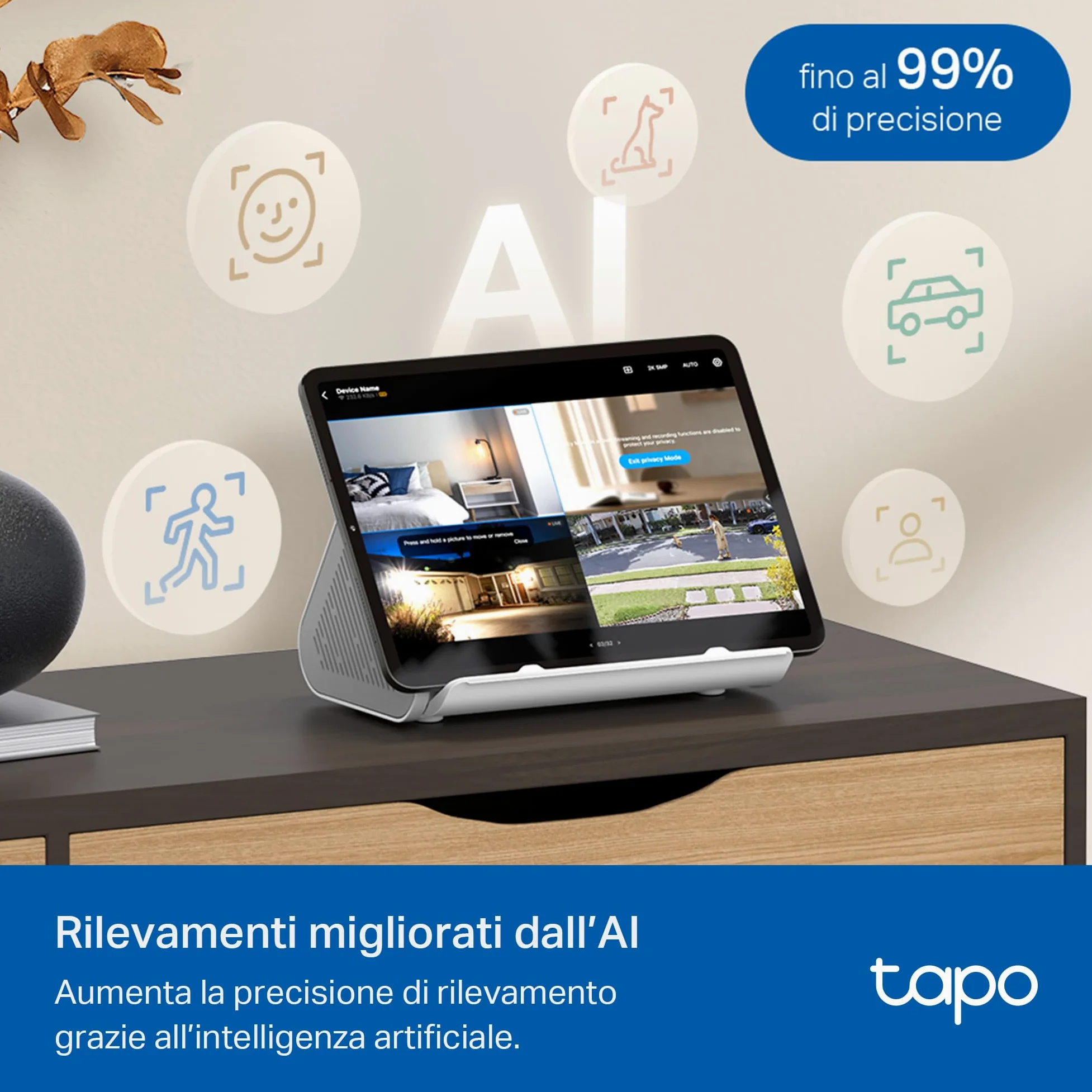 Tapo H500 Smart HomeBase, Connetti 16 Telecamere e 64 Sensori, Archiviazione Locale 16GB Integrato+16TB Espandibile HDD/SSD, Senza Canone Mensile, Rilevamento AI Avanzato, Output HDMI