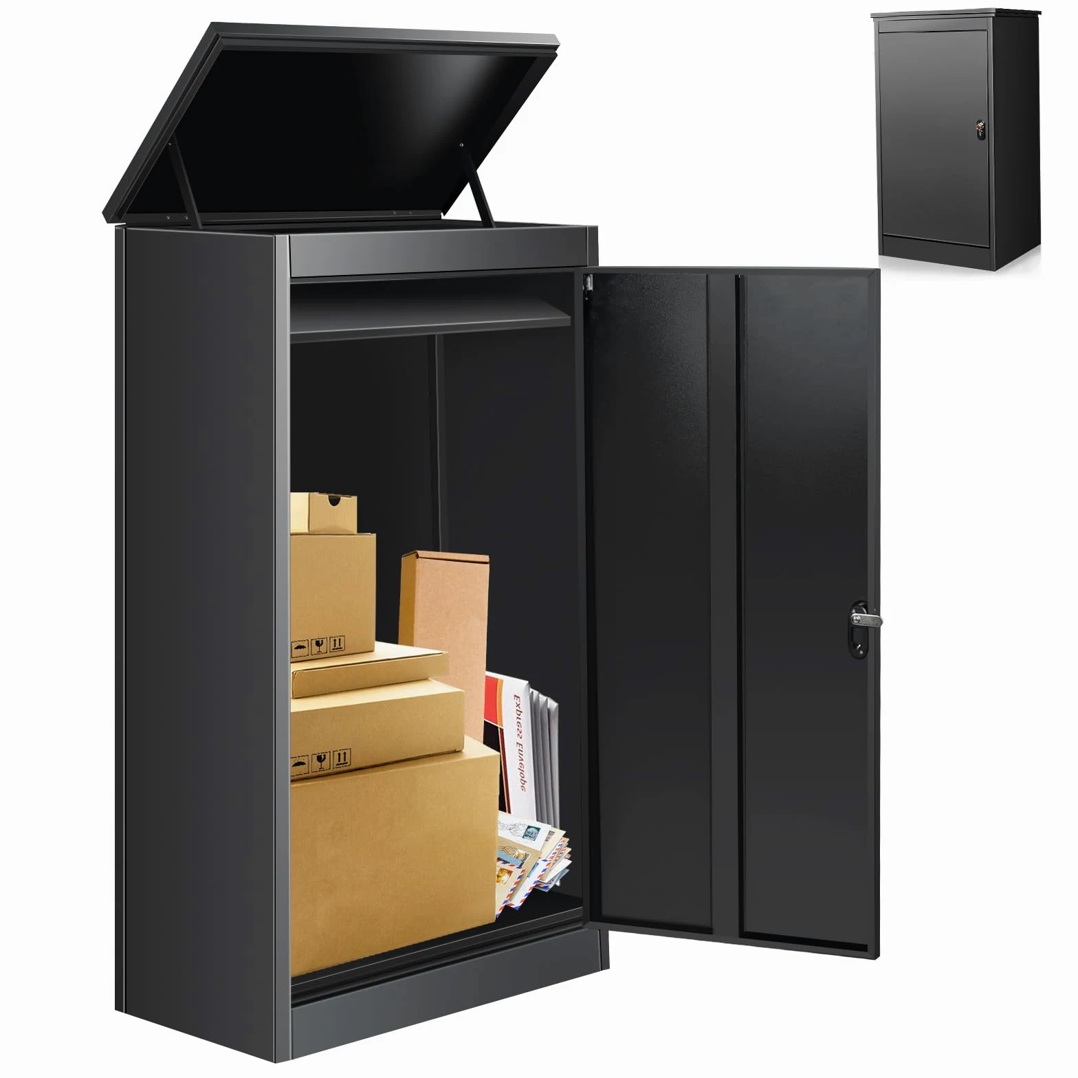 Cassetta postale per pacchi per esterni, scatole per pacchi extra grandi con deposito sicuro, scatole per pacchi impermeabili per esterni (66 cm x 51 cm x 117 cm)
