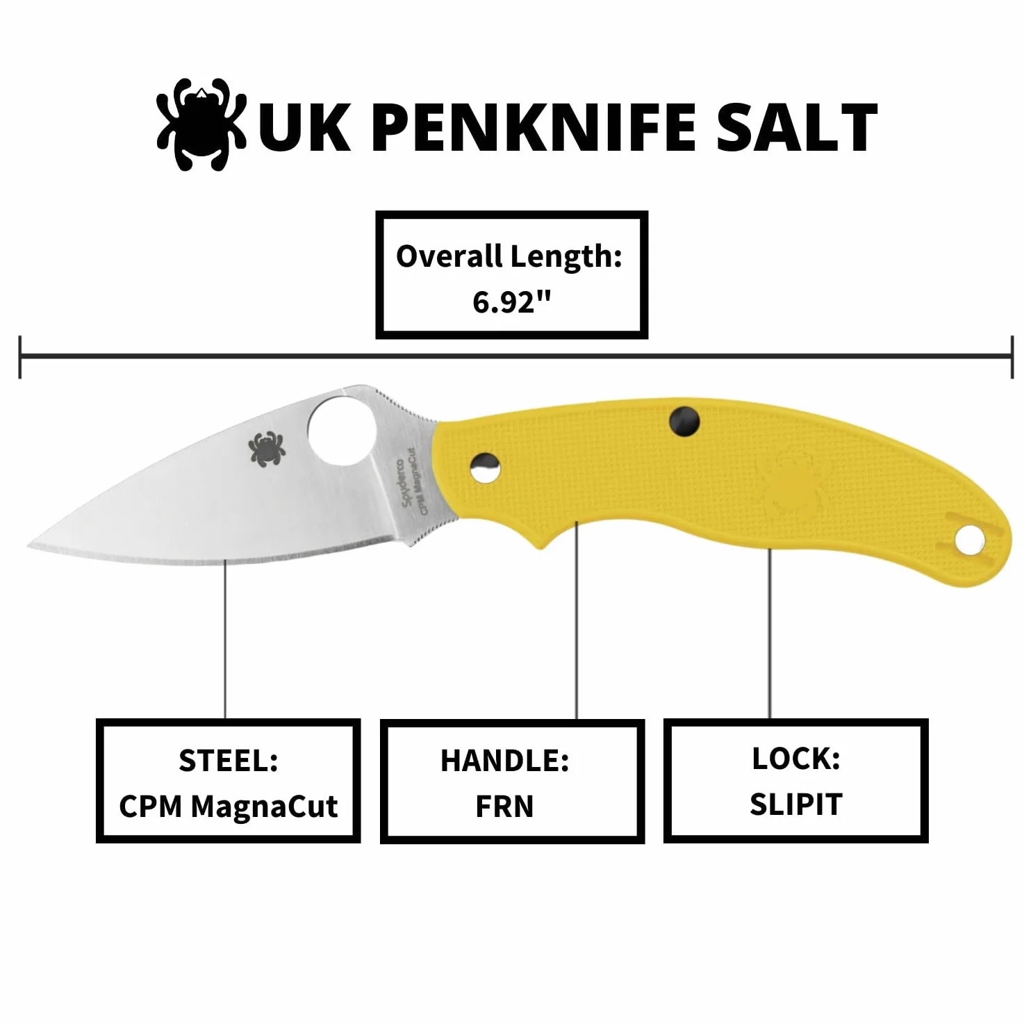 UK Penknife Salt - Mango: FRN* amarillo Acero: LC200N - Filo: Liso