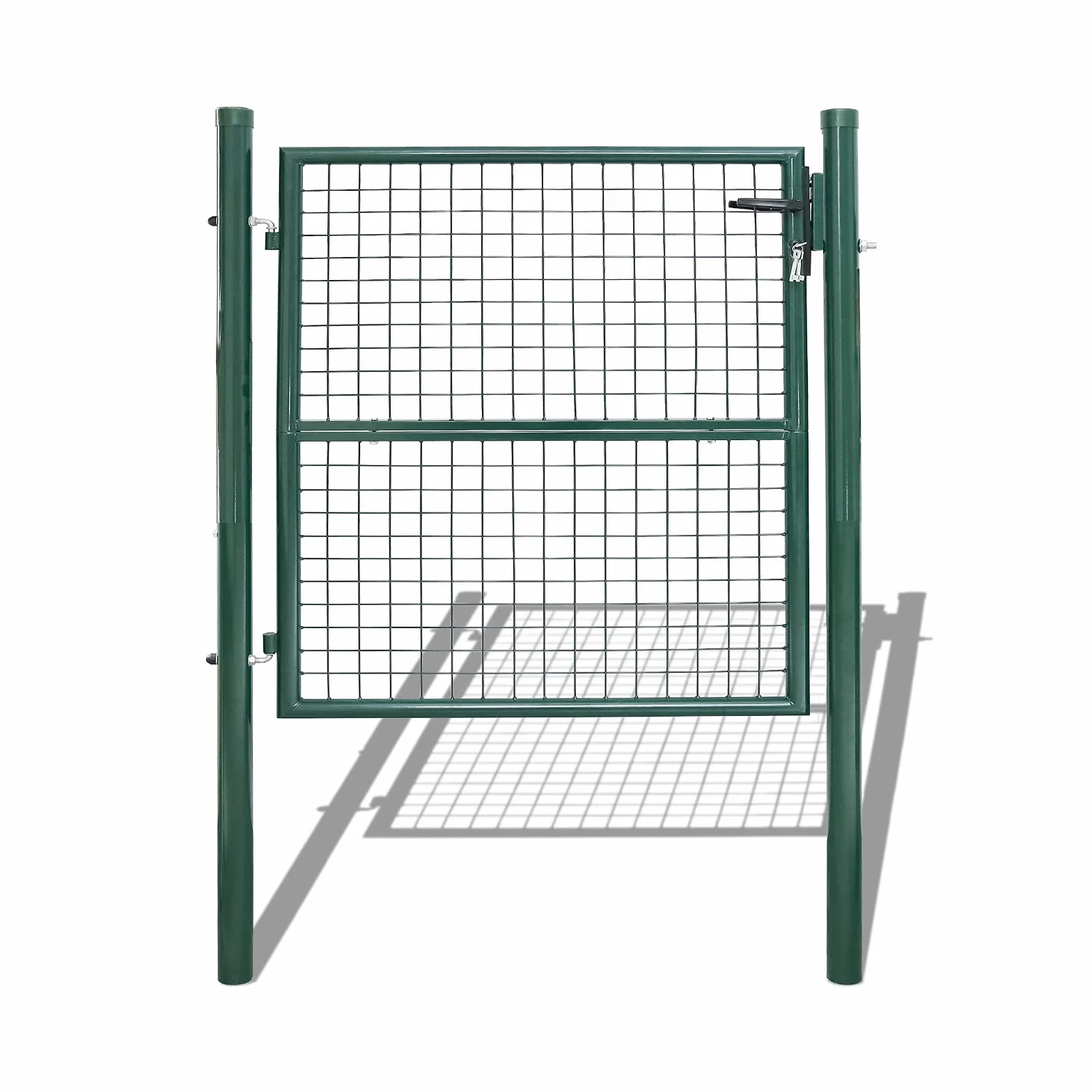 Cancello da giardino in acciaio zincato, con serratura maniglia e chiave, colore verde (100 x 100 cm)
