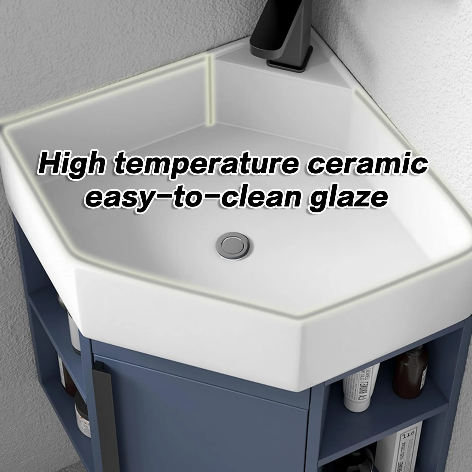 Lavandini Ad Angolo Per Bagno, Lavabo Ad Angolo Su Piedistallo, Mobile Da Bagno Con Rubinetto E Scarico, Set Di Mobili A Parete Per Piccoli Spazi, Per Piccoli Spazi, Mobiletto Sospeso A Parete ( Color