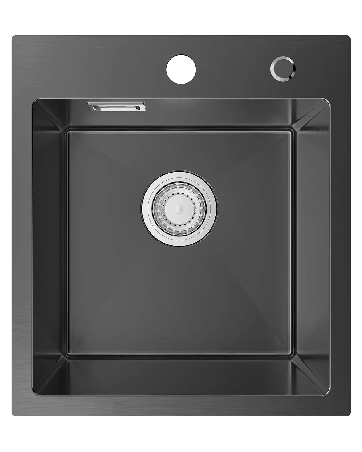 Lavello da cucina nero antracite 40 x 45 cm, con sifone, lavello da cucina in acciaio inox rettangolare per sottolavelli a partire da 40 cm di larghezza, lavandino da incasso, piccolo lavello