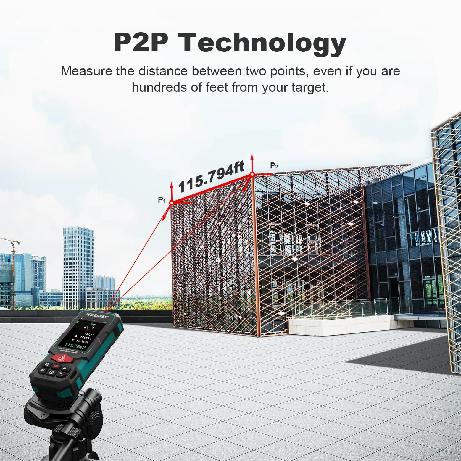 MiLESEEY Telemetro Laser S7, Fotocamera Integrata, Fino a 100 m, Tecnologia P2P, Batteria Ricaricabile AAA, IP65, Metro Laser Professionale Multifunzionale