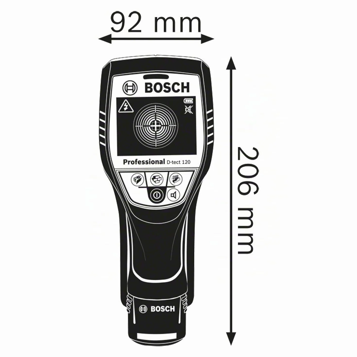 Bosch Professional 12V System Rilevatore D-tect 120 (1 batt. 12V, rilevamento max. tubi in plastica/sottostrutture/cavi sotto tensione/metalli magnetici/non magnetici: 60/38/60/120/120 mm, L-BOXX)