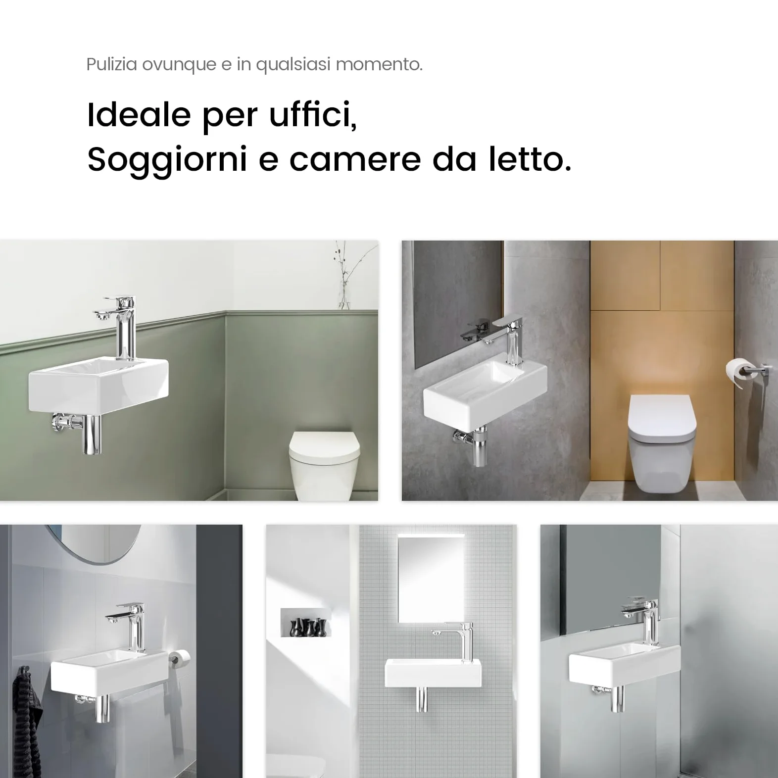 EMKE Lavabo Sospeso 405 x 205 x 105 mm – Lavabo Compatto ed Elegante per Piccoli Bagni e WC Ospiti – Rubinetto a Destra, Installazione a Parete,Bianco Lucido