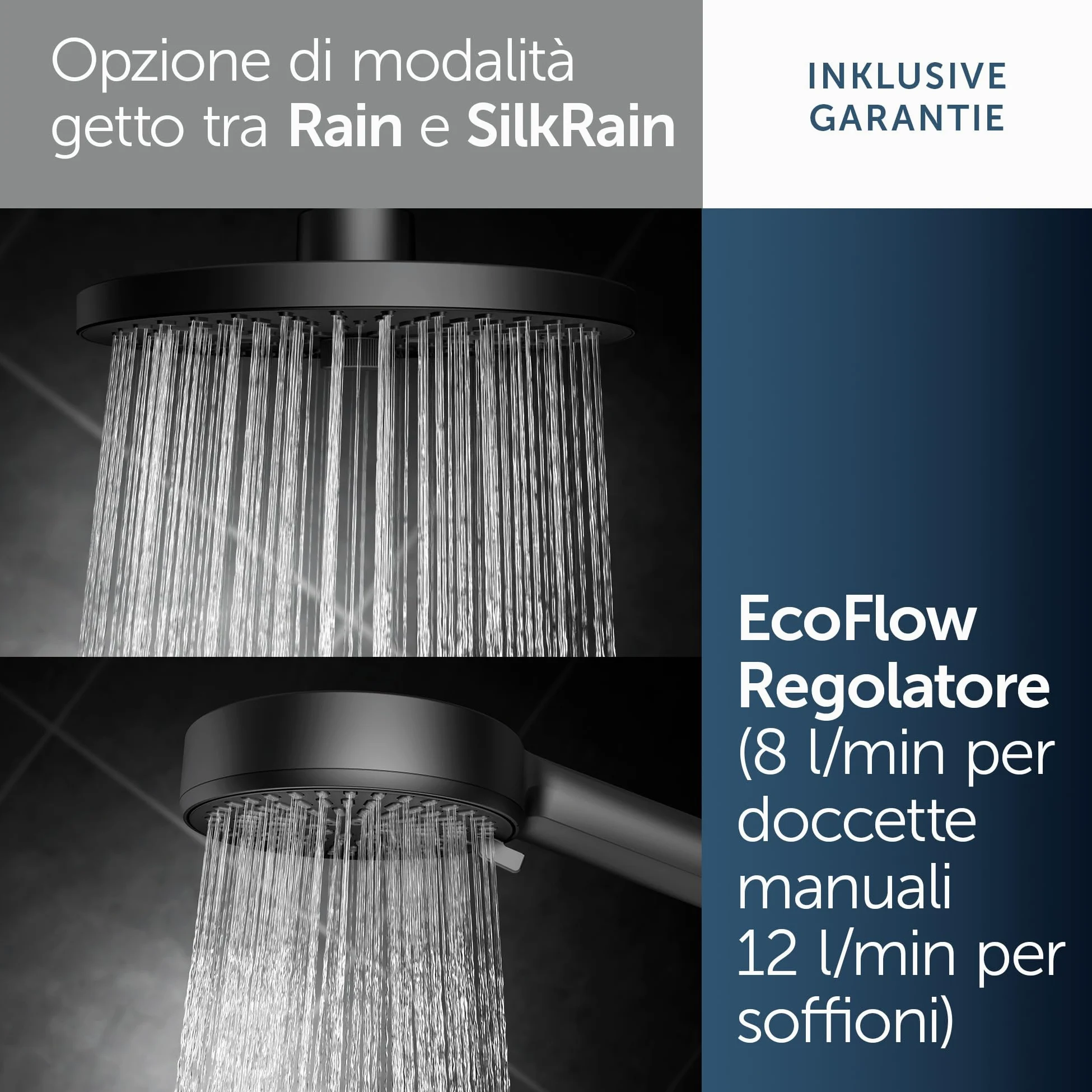 Ideal Standard Ceratherm Alu+ Colonna doccia, Realizzato con l'100% di alluminio riciclato, doccia a risparmio idrico con getti variabili e protezione antiscottatura – Nero Opaco (356x501x1113 mm)