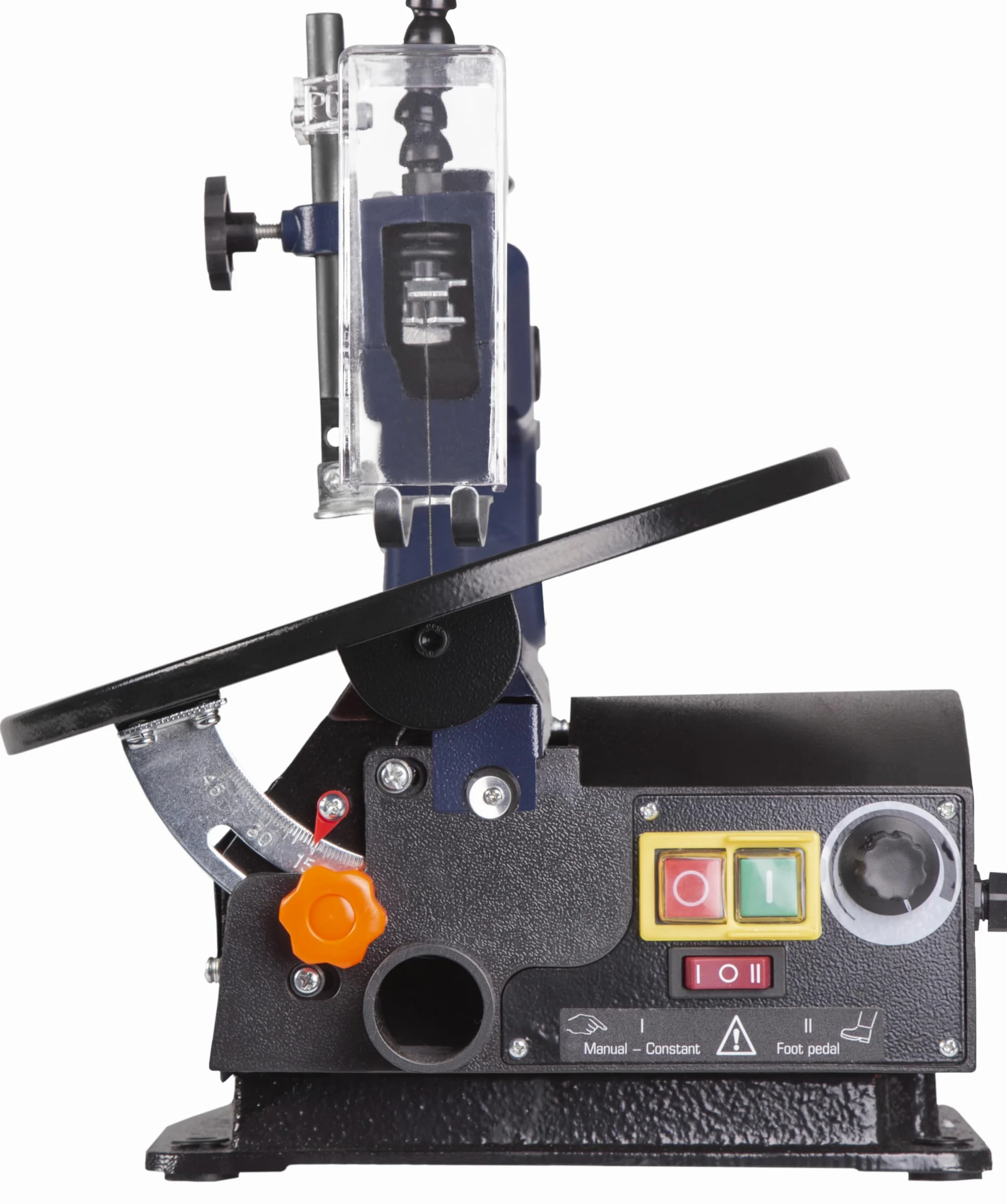 FERM Sega da traforo 120W - interruttore a pedale. Include lame TPI e chiave a brugola.