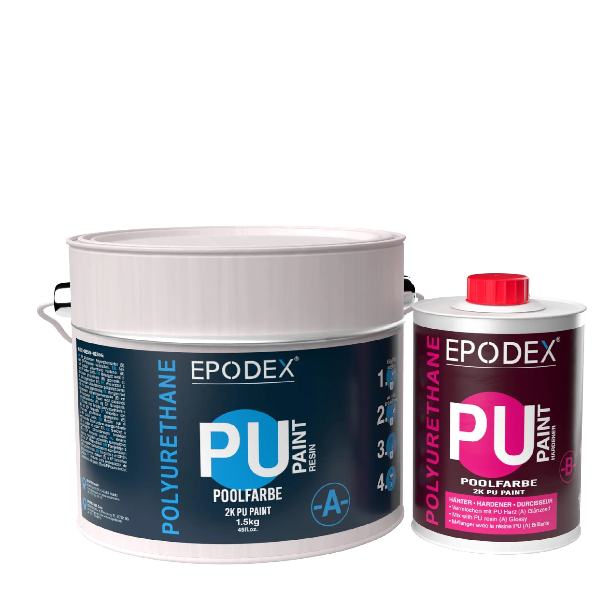 EPODEX Pittura per Piscina, resistente ai raggi UV, elastica e durevole, 2K PU Paint, per piscine in calcestruzzo, cloro e acqua salata, Opaca, 2kg – copre 9m² (2 mani) - Avorio Pastel