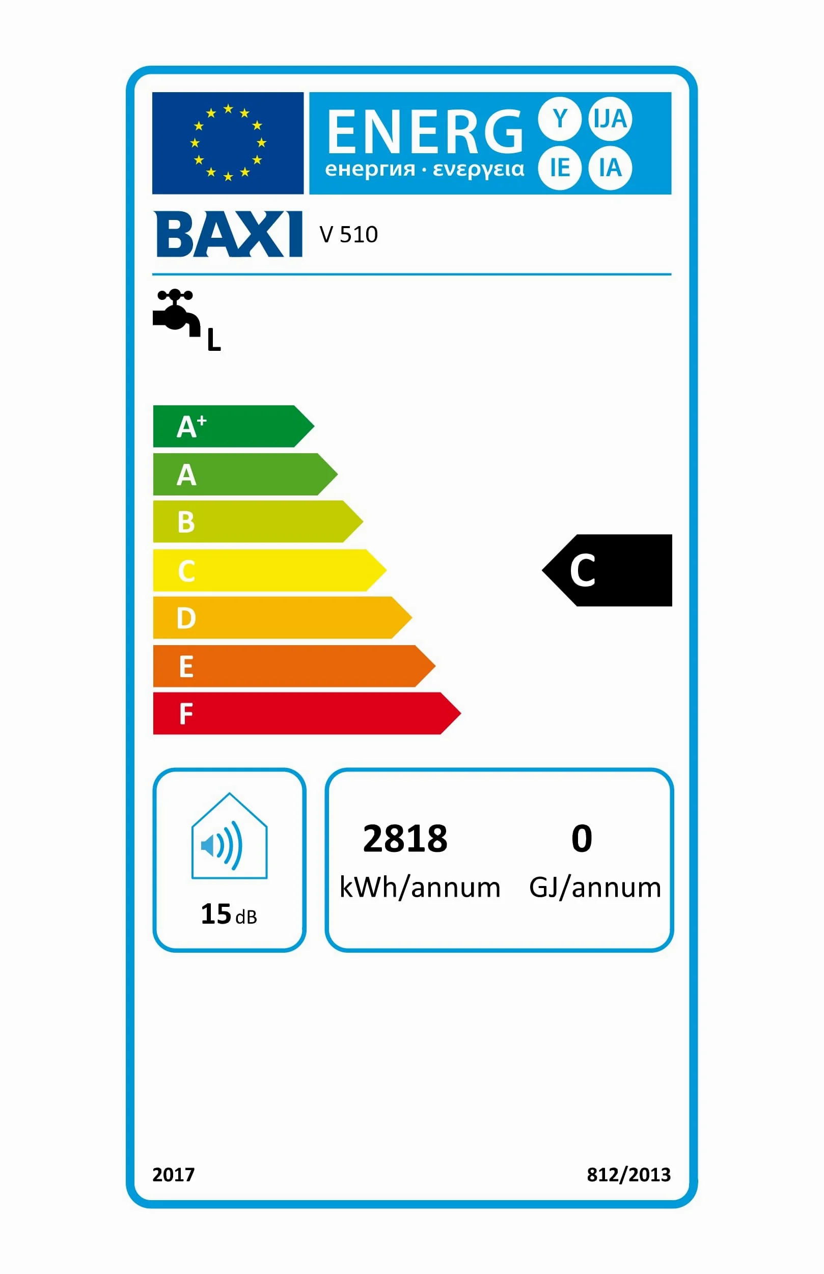Baxi Must+ V510 Scaldacqua Elettrico Verticale, Boiler Scaldabagno a Accumulo per Acqua Calda Sanitaria, 100 Litri, 1,5 kW