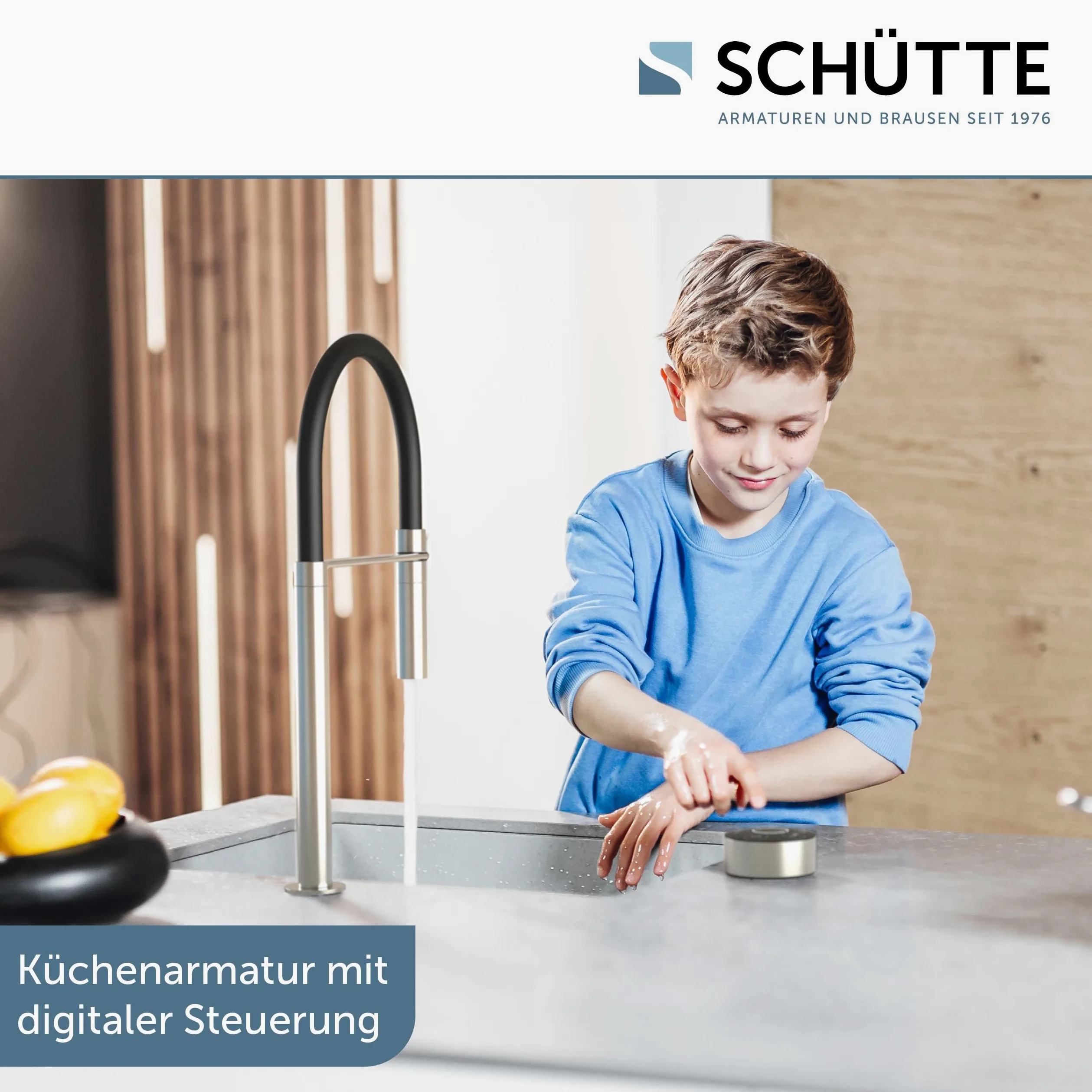 SCHÜTTE Aquadot, rubinetto digitale per lavello con controllo intelligente, rubinetto moderno da cucina con tubo soft touch, effetto acciaio inox/nero