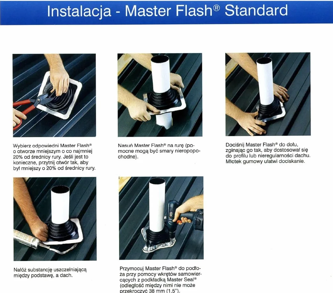 MASTER FLASH® Standard #9 Guarnizione flessibile per tetto in EPDM Flangia anti-infiltrazione di acqua Protezione resistente alla temperatura per canne fumarie tubi pannelli (241-635 mm) (SQ901BA-SET)