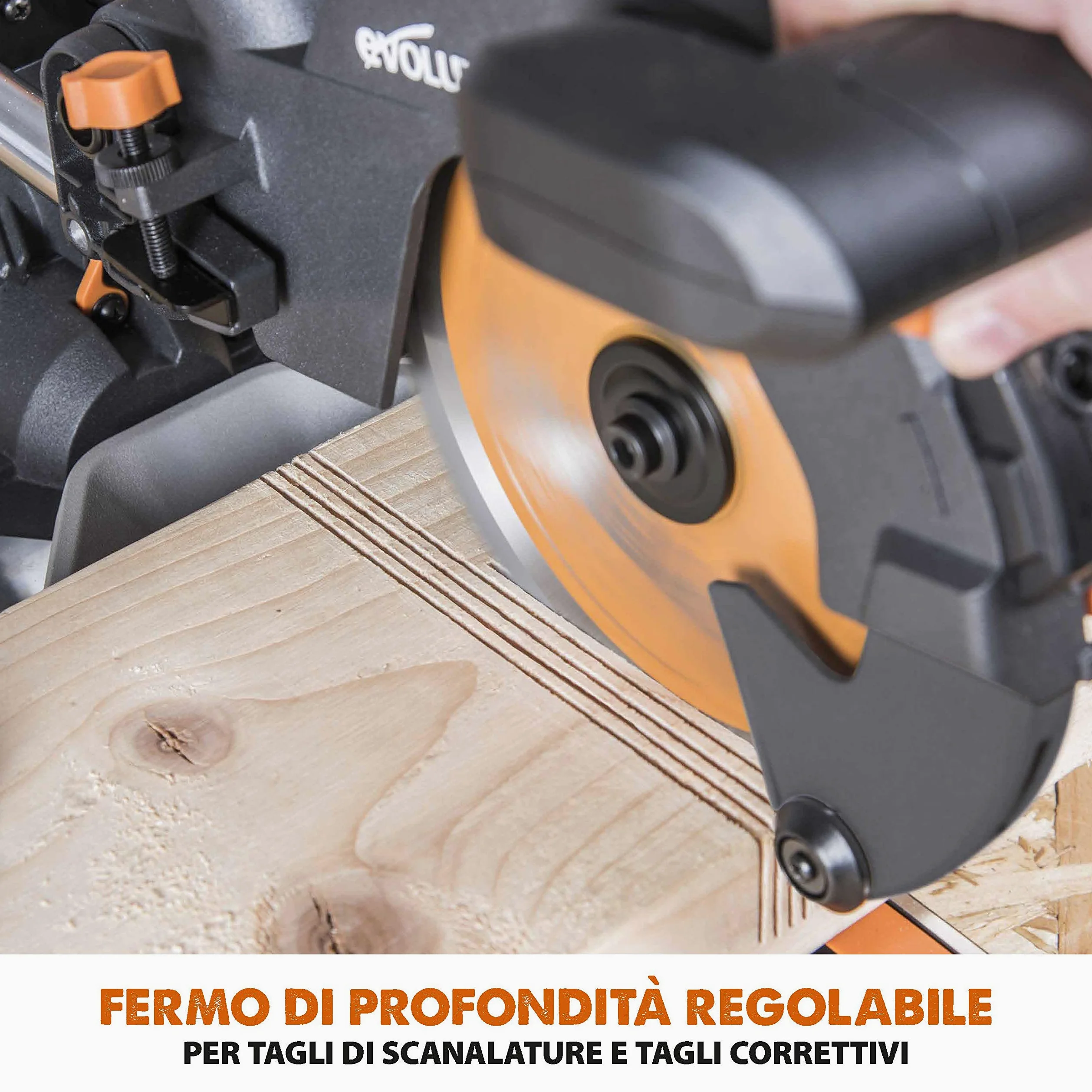 Evolution Power Tools 048-0032A R210SMS-300+ Troncatrice Radiale Scorrevole Multi-Materiale 210 mm con Pacchetto Plus, 230 V