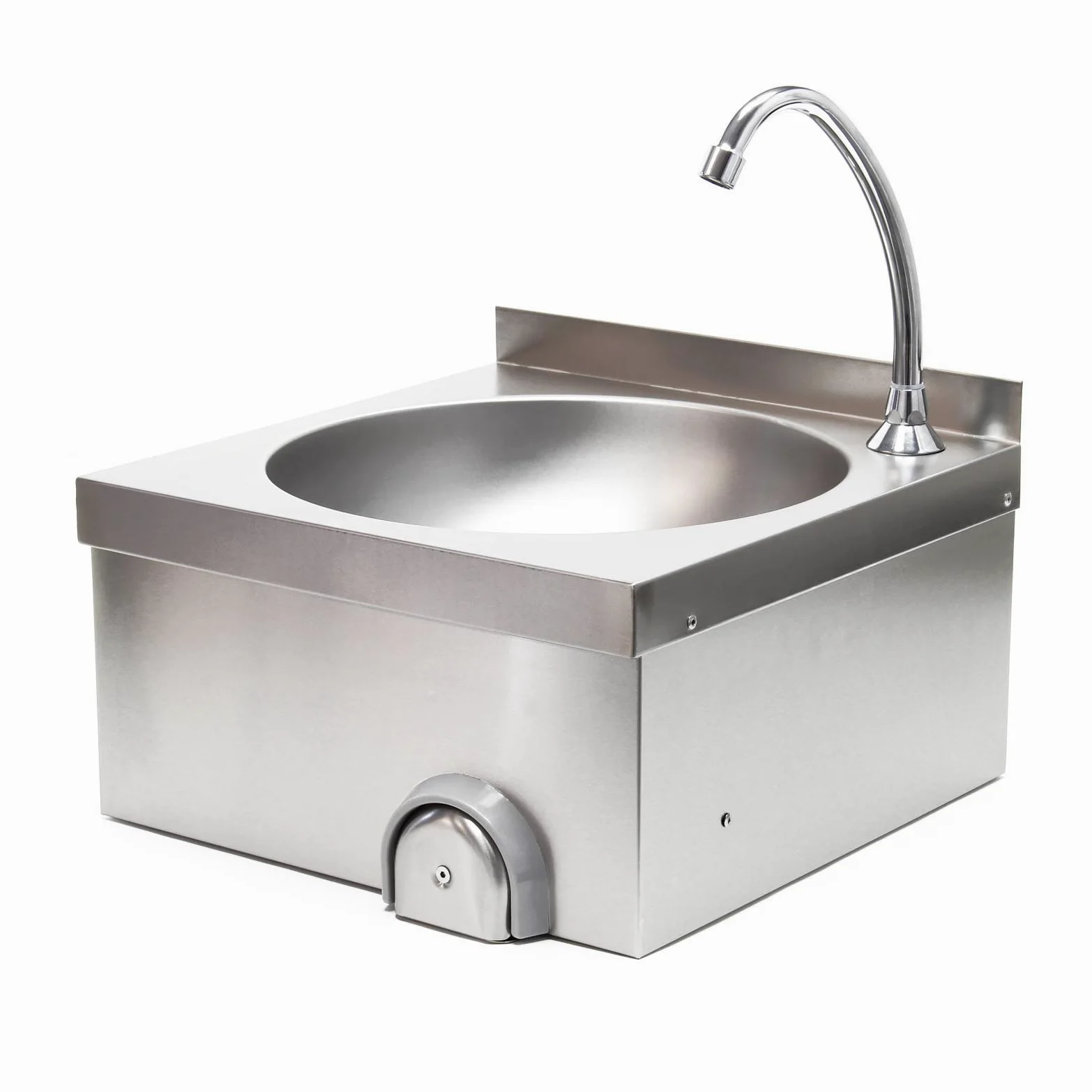 XPOtool Lavello professionale acciaio inox vaschetta rotonda comando a ginocchio montaggio a parete