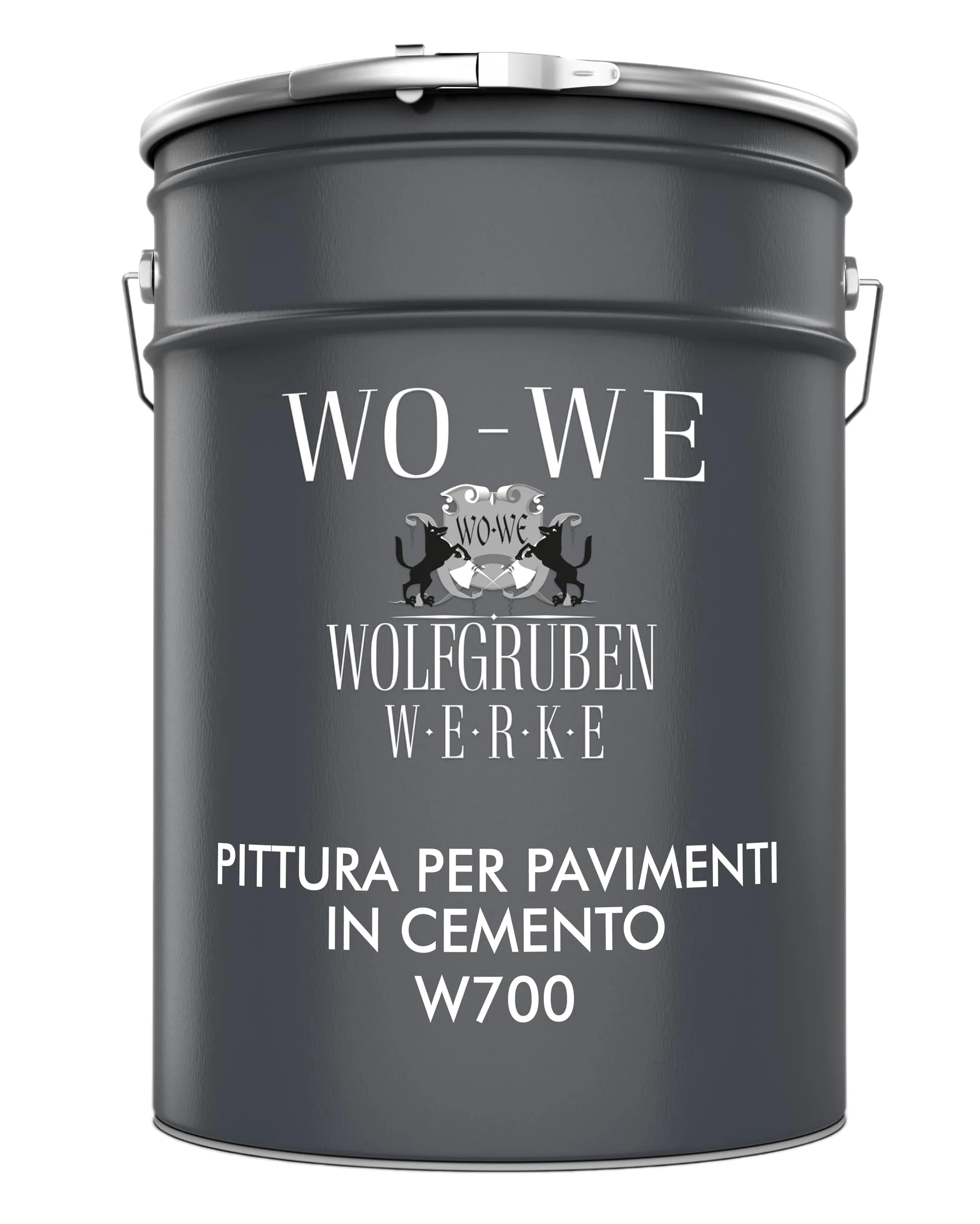 WO-WE Vernice per cemento W700 Pittura pavimenti Interni Grigio argento sim RAL 7001-10L