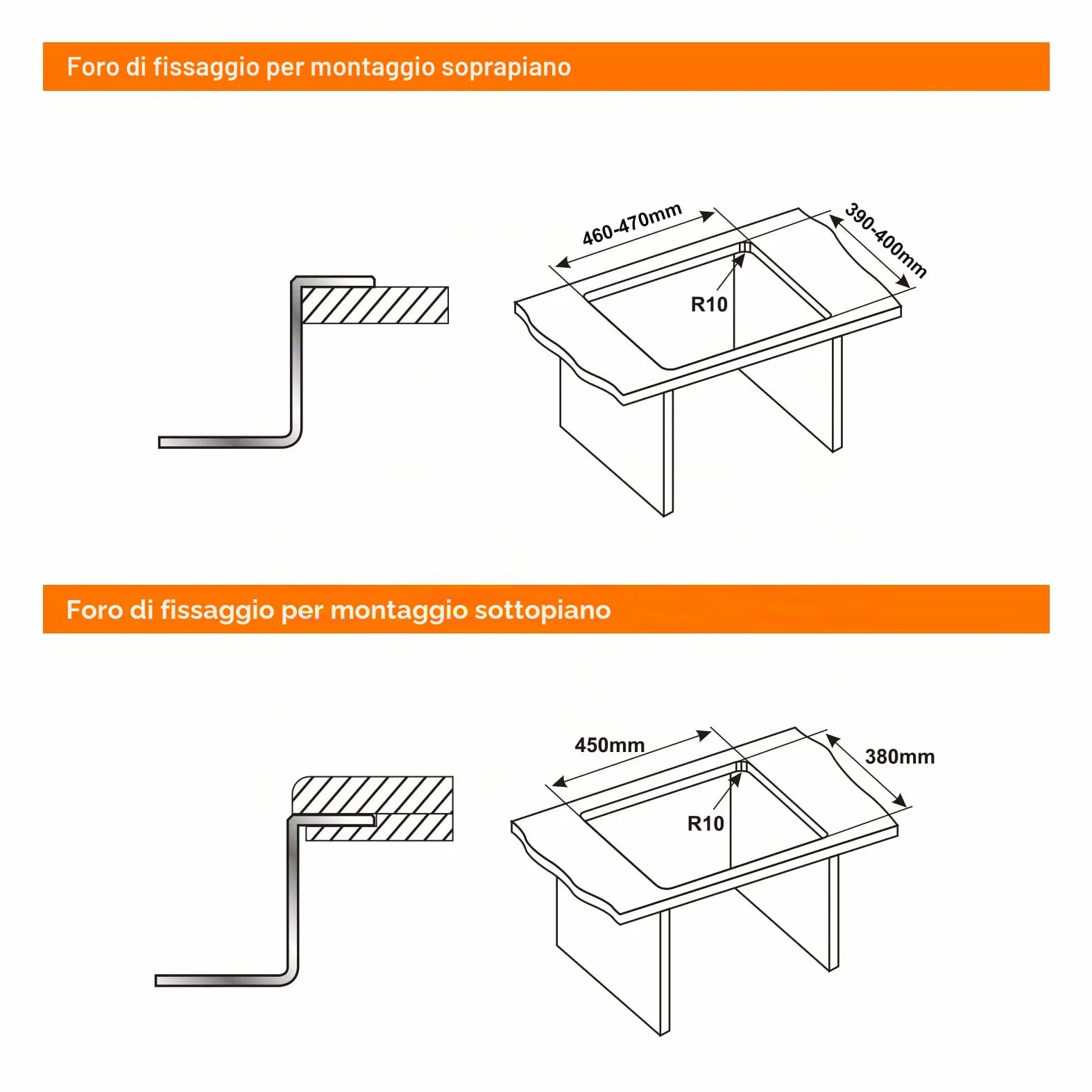 Ibergrif M85043B Lavello Cucina in Acciaio Inox 50x43 cm, Installazione a Sopratop o Filotop con Sifone Antiodore e Kit Scarico Completo, Grigio Scuro