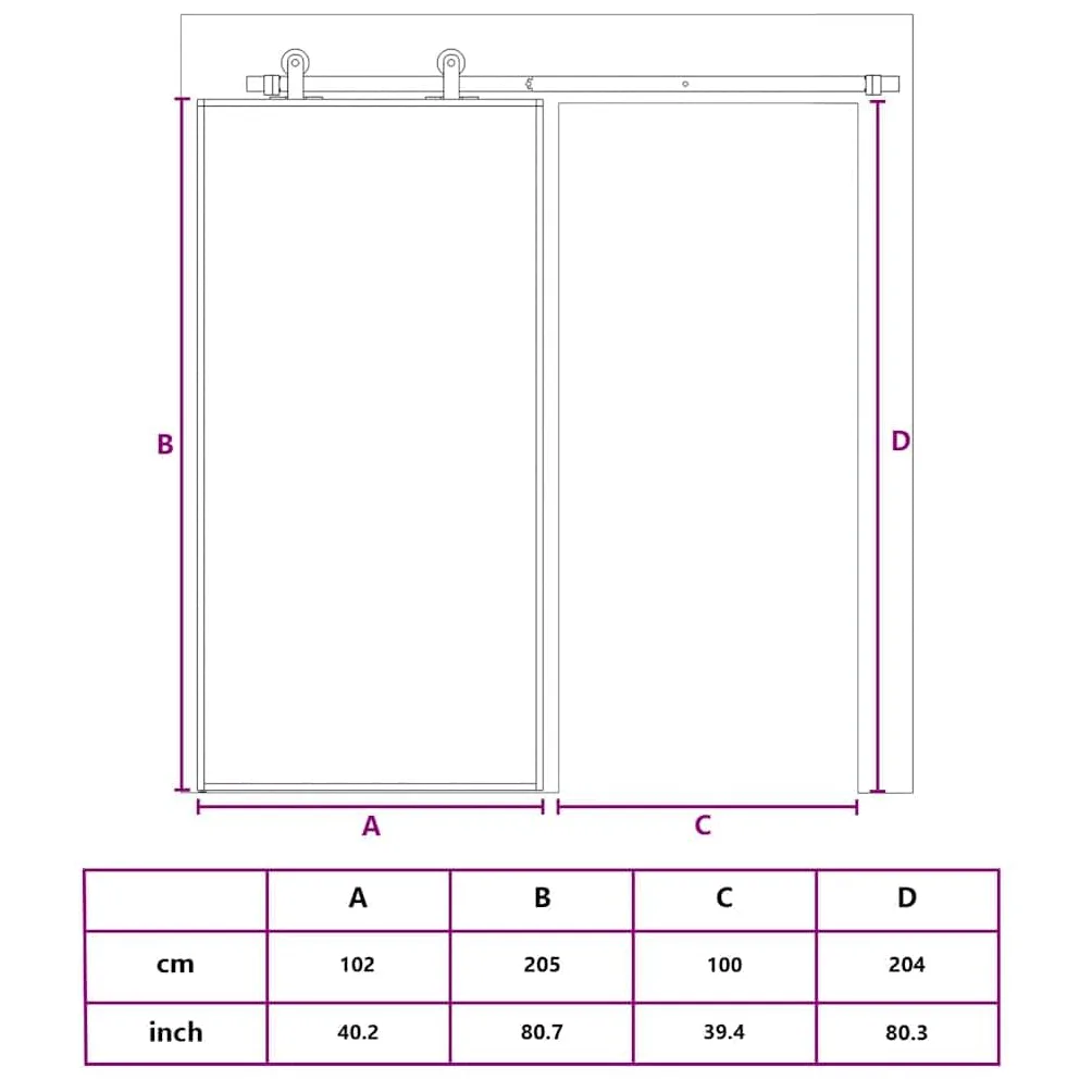 vidaXL Porta Scorrevole in Vetro ESG e Alluminio 102x205 cm Nera