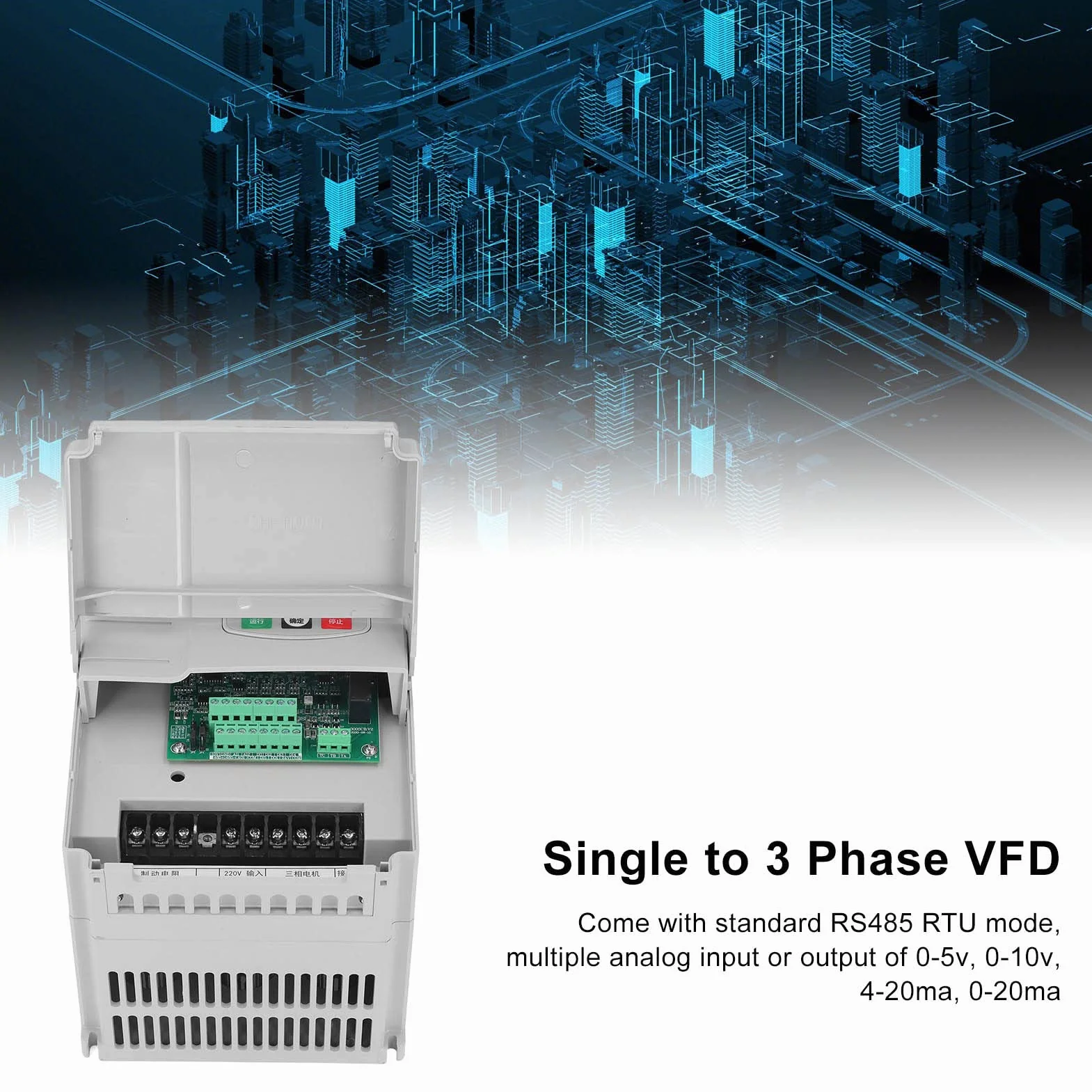 Inverter per Uso Generico 4KW 25A, Filtro Integrato, Controllo PWM, Ingresso Monofase 220 V, Uscita Trifase 380 V, per Ventilatori, Pompe, Compressori D'aria