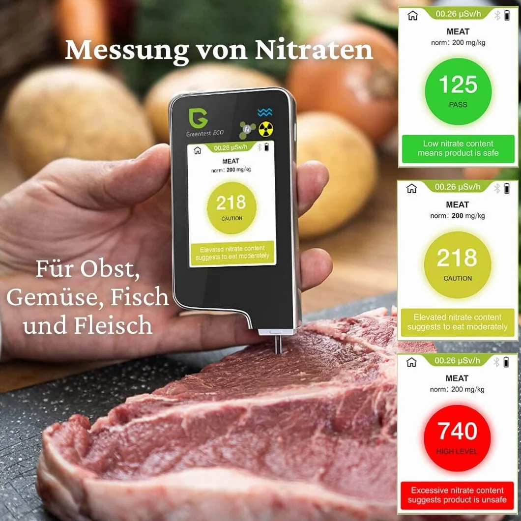 Greentest Eco 6 portatile Rilevatore di Nitrati + Rivelatore di radiazioni + acqua prova TDS radiometro geiger counter nitrate test radiation detector (Nero)