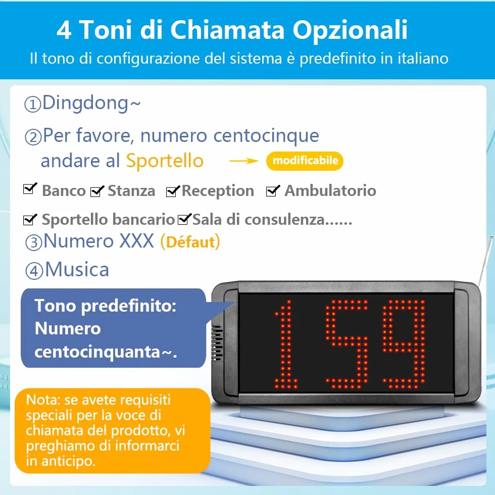 Eliminacode Display | Chiamata in Italiano | Schermo Ampliato | 3 Cifre Eliminacode, Elimina Code Digitale, Chiamta Numeri Fila (1 schermo + 3 pulsanti)