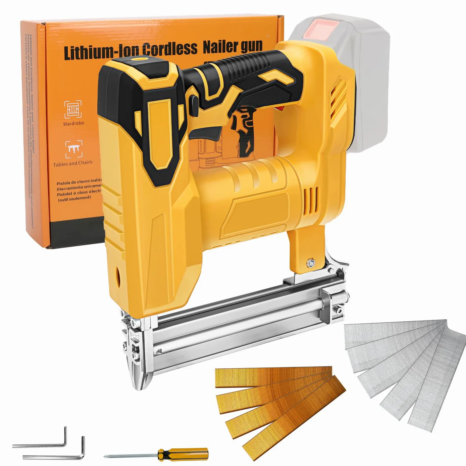 Pistola a batteria per unghie Dewalt 18 V 20 V Max batterie (senza batteria), 2 in 1, con 500 chiodi dritti e 500 chiodi a forma di U, per legno/tessuto/moquette