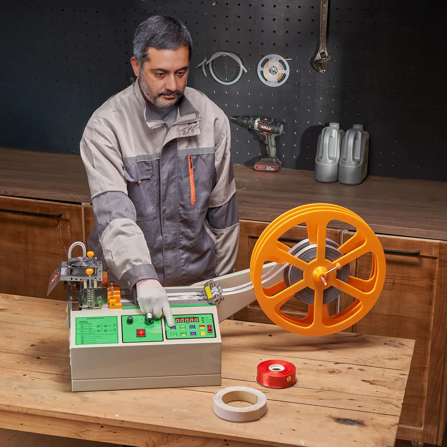 VEVOR Macchina per Taglio Automatico di Nastri con Cerniera da Macchina per Taglio di Nastri Caldi e Freddi con Temperatura Regolabile e Schermo LCD, per Nastri in Nylon, Lacci delle Scarpe
