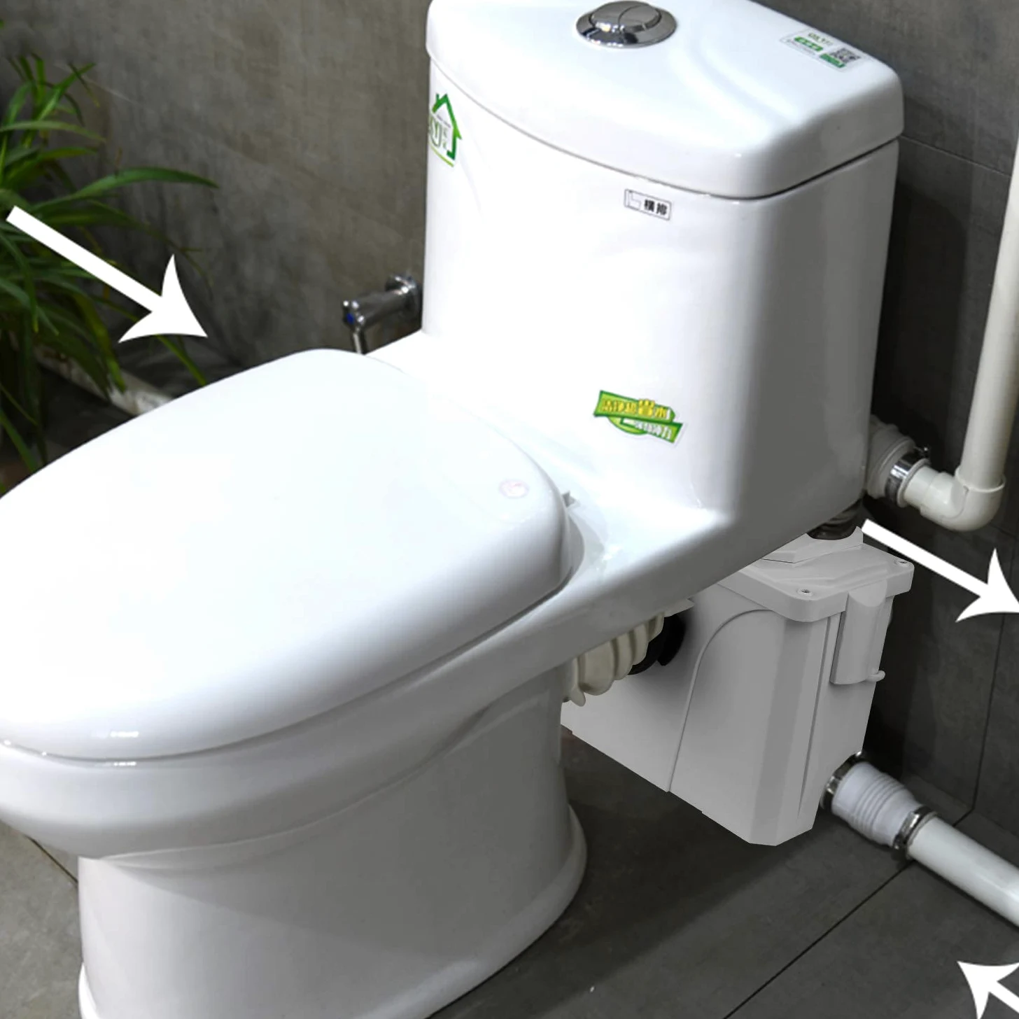 700W Trituratore Pompa Maceratore, pompa da per acque luride per WC, lavabo, doccia, 190L/min, con 4 ingressi, con lame in acciaio inox e carbone attivo
