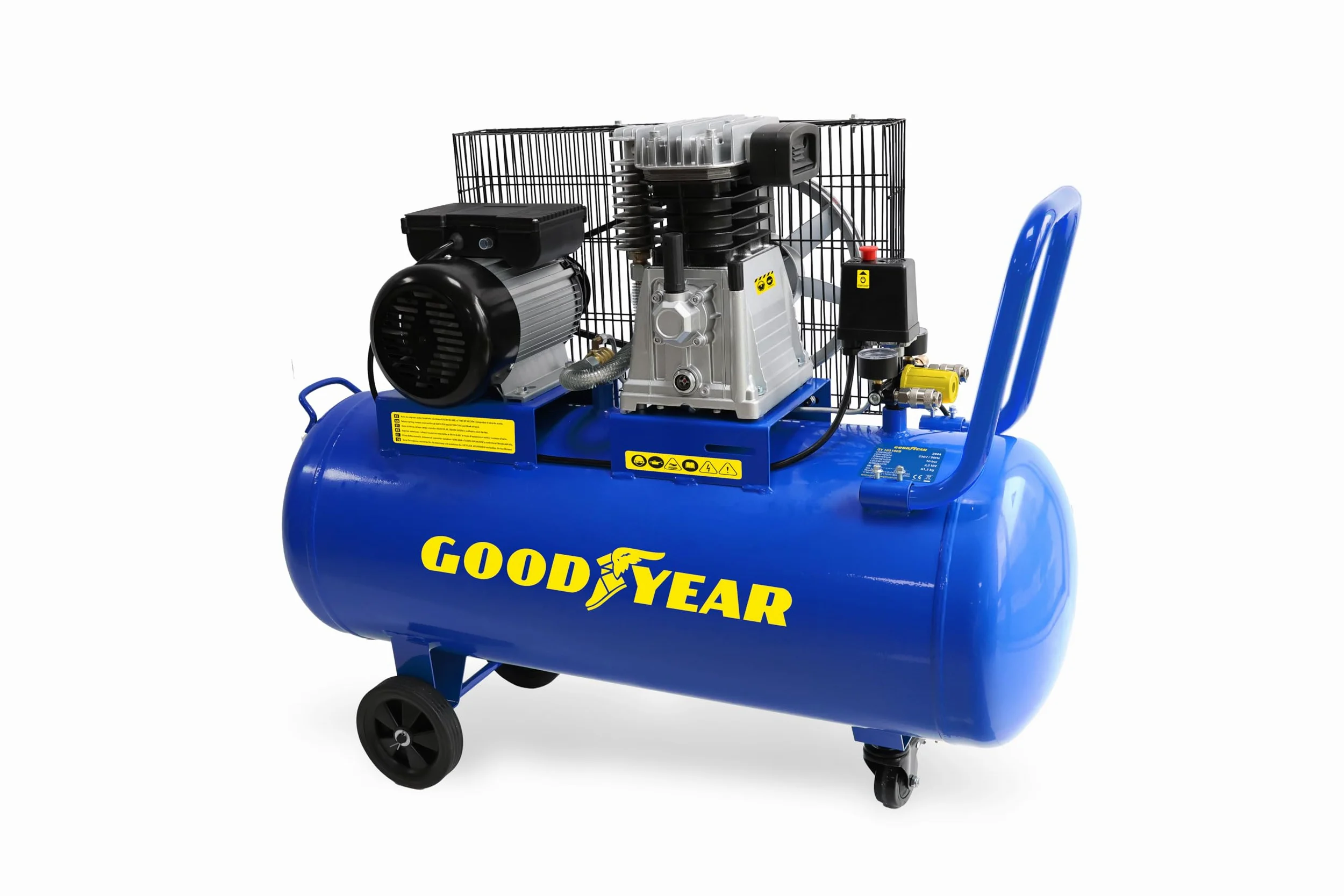 Goodyear - Compressore d'aria 100L a cinghia 3CV 2250W 10 bar flusso aria 350L/min Gy3100B