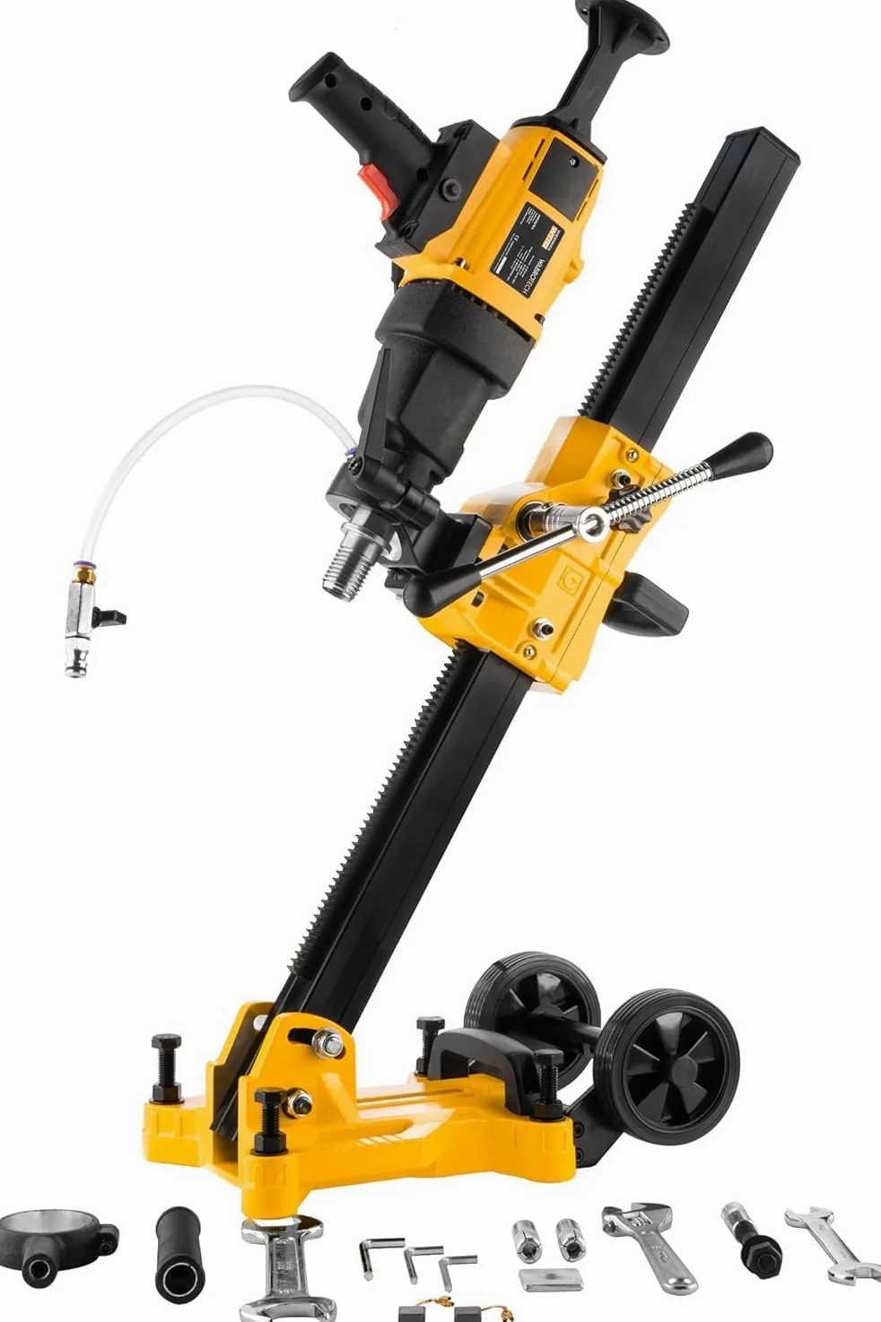 Carotatrice 3 Marce 1500 W su Supporto di Carotaggio Inclinabile con Ruote - Carotatrice Diamantata con Interruttore PRCD - Carotatricce a Mani 3960 Giri/min per Carotaggio a Umido e a Secco