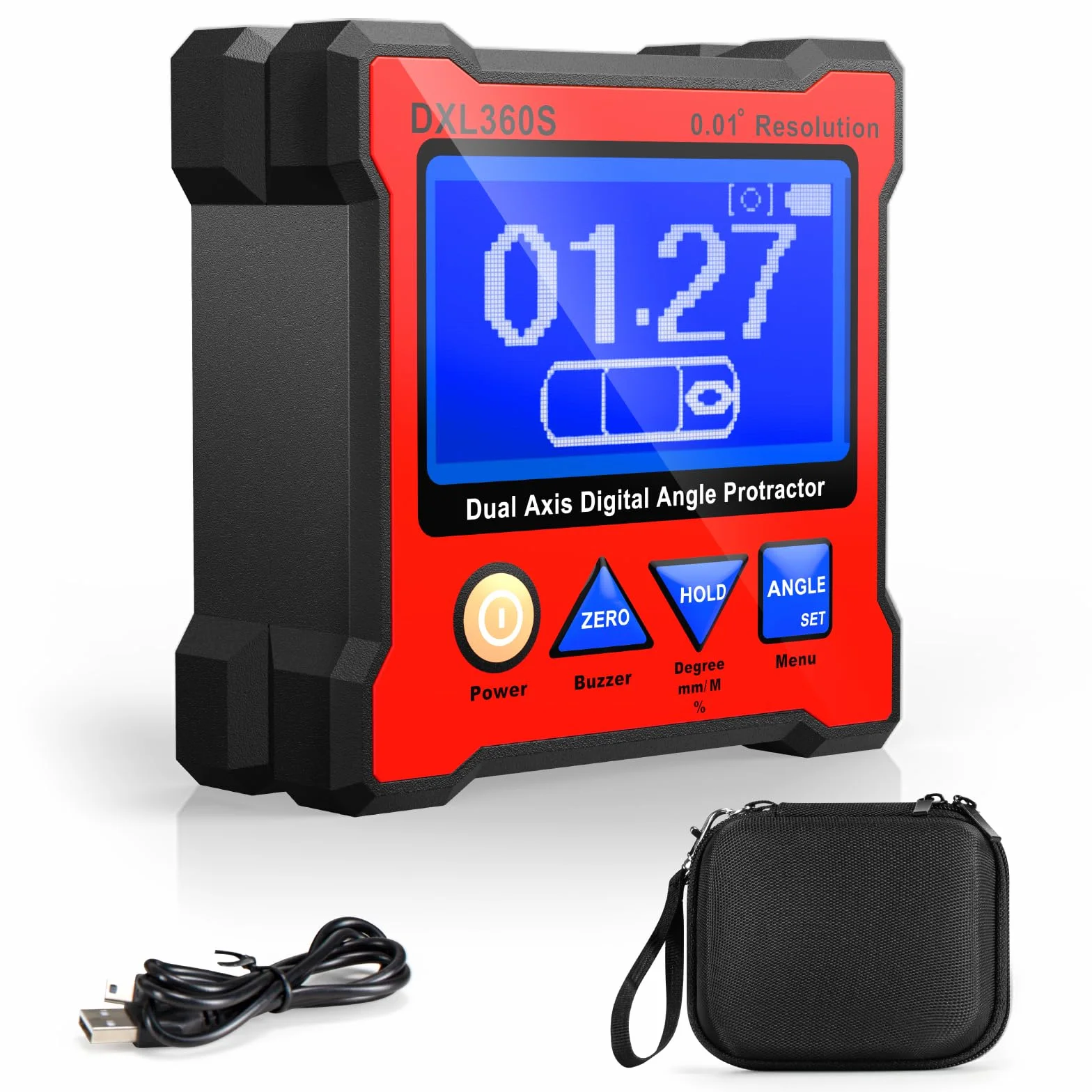 Goniometro Digitale DXL360S Goniometro Digitale Magnetico Inclinometro Digitale 2 Assi Livella Digitale avec Ecran LCD Rétro-éclairé Angolometro Professionale per Falegnameria Edilizia Auto