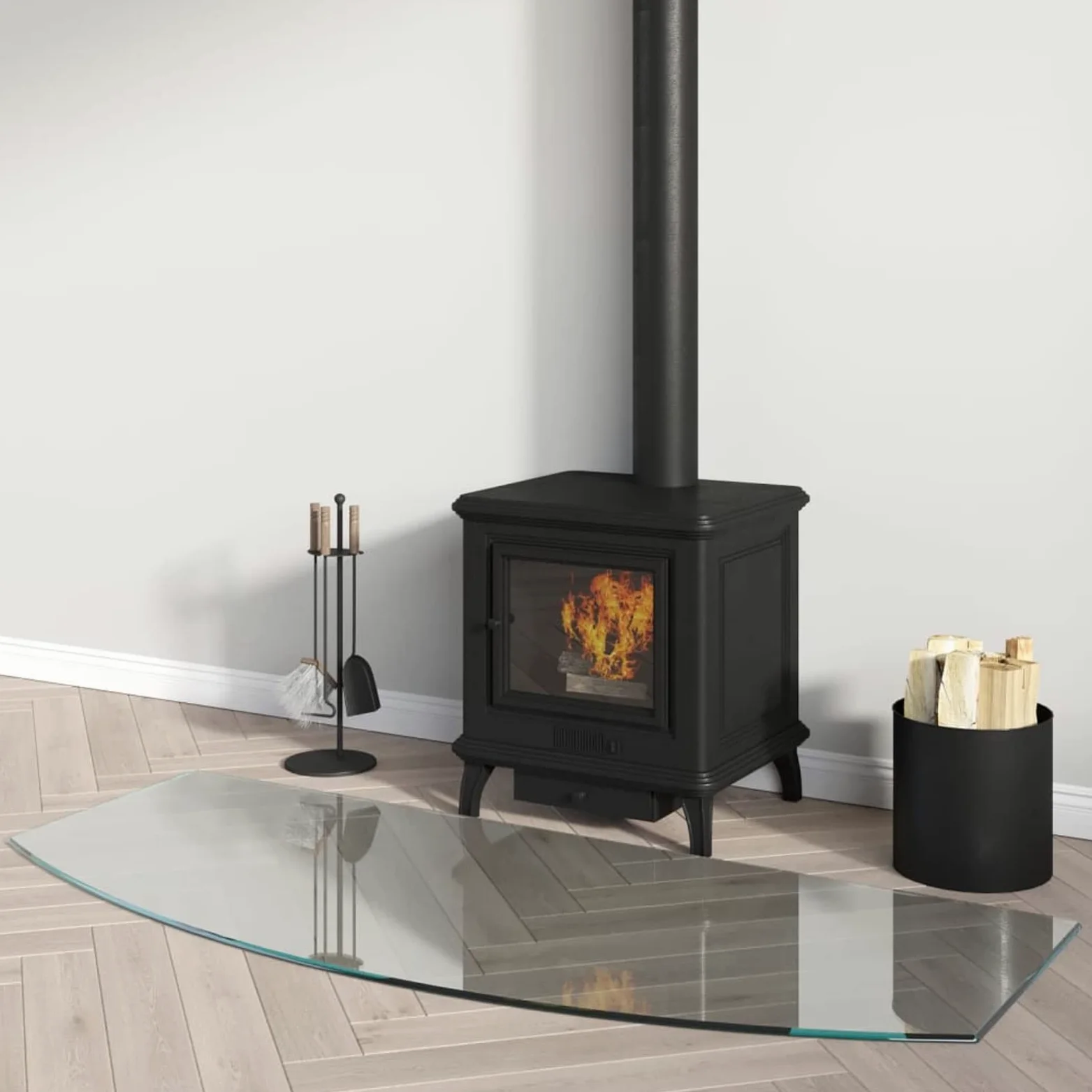 Homgoday Piastra in vetro per camino, 120 x 50 cm, protezione per pavimenti in parquet e laminato, base per stufa resistente alle alte temperature, accessori per la copertura del pavimento in vetro