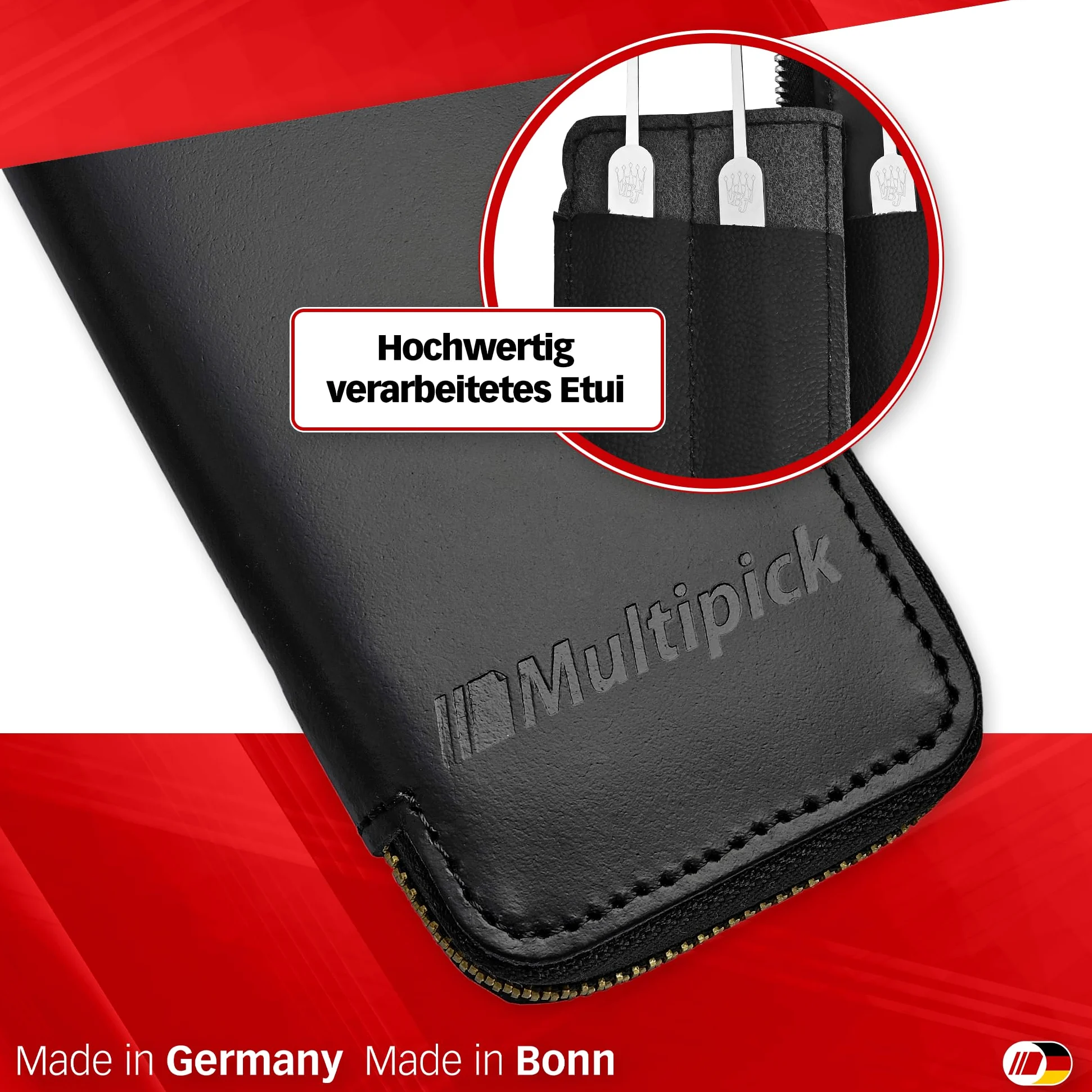 MULTIPICK ELITE 17 Lockpicking Set [17 Pezzi, Compresa la Custodia in Pelle] Grimaldelli per Serratura - Kit Grimaldelli - Apri lucchetto - Kit Scassinatore - Grimaldello & Grimaldelli