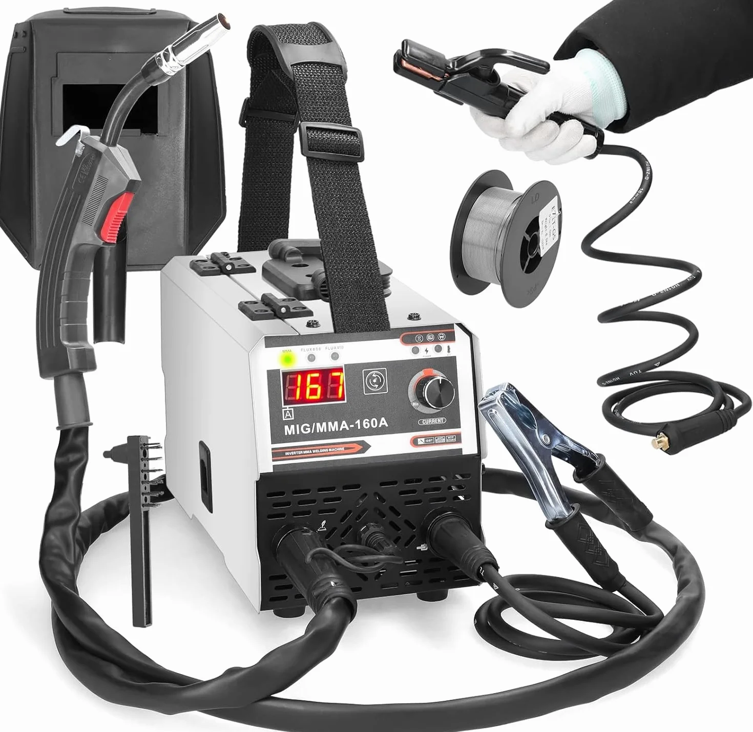 Saldatrice 2 in 1, saldatrice a filo continuo, saldatura a CO2 e saldatura manuale Saldatrice DC IGBT multifunzione con inverter Meccanismo di alimentazione del filo integrato