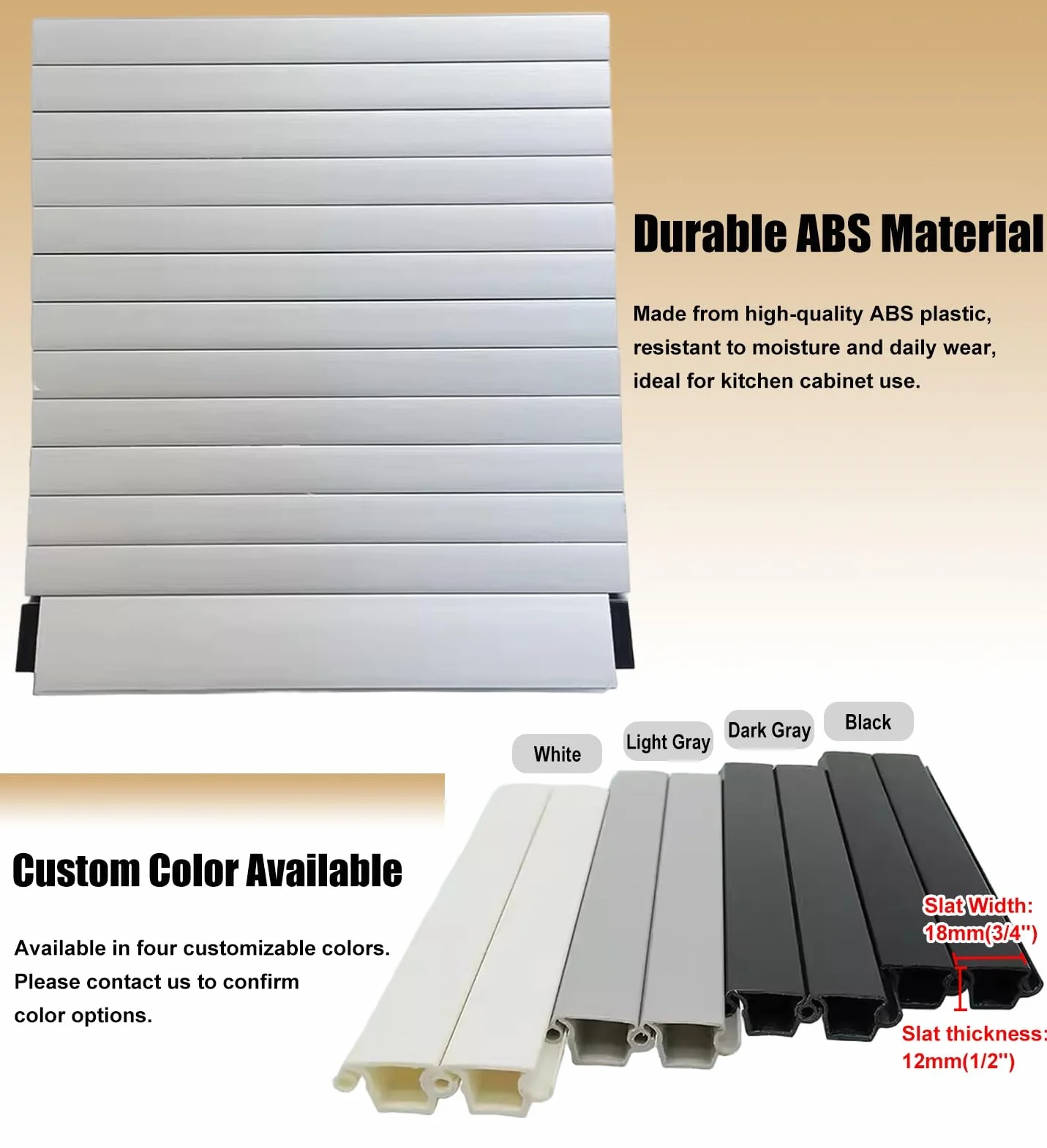 Porta a Soffietto da Interno Porta Scorrevole a Serrandina per Cucina, Bianca, Anta a Battente in Plastica ABS per Mobiletto, Anta Avvolgibile(46x86cm(18x34in))