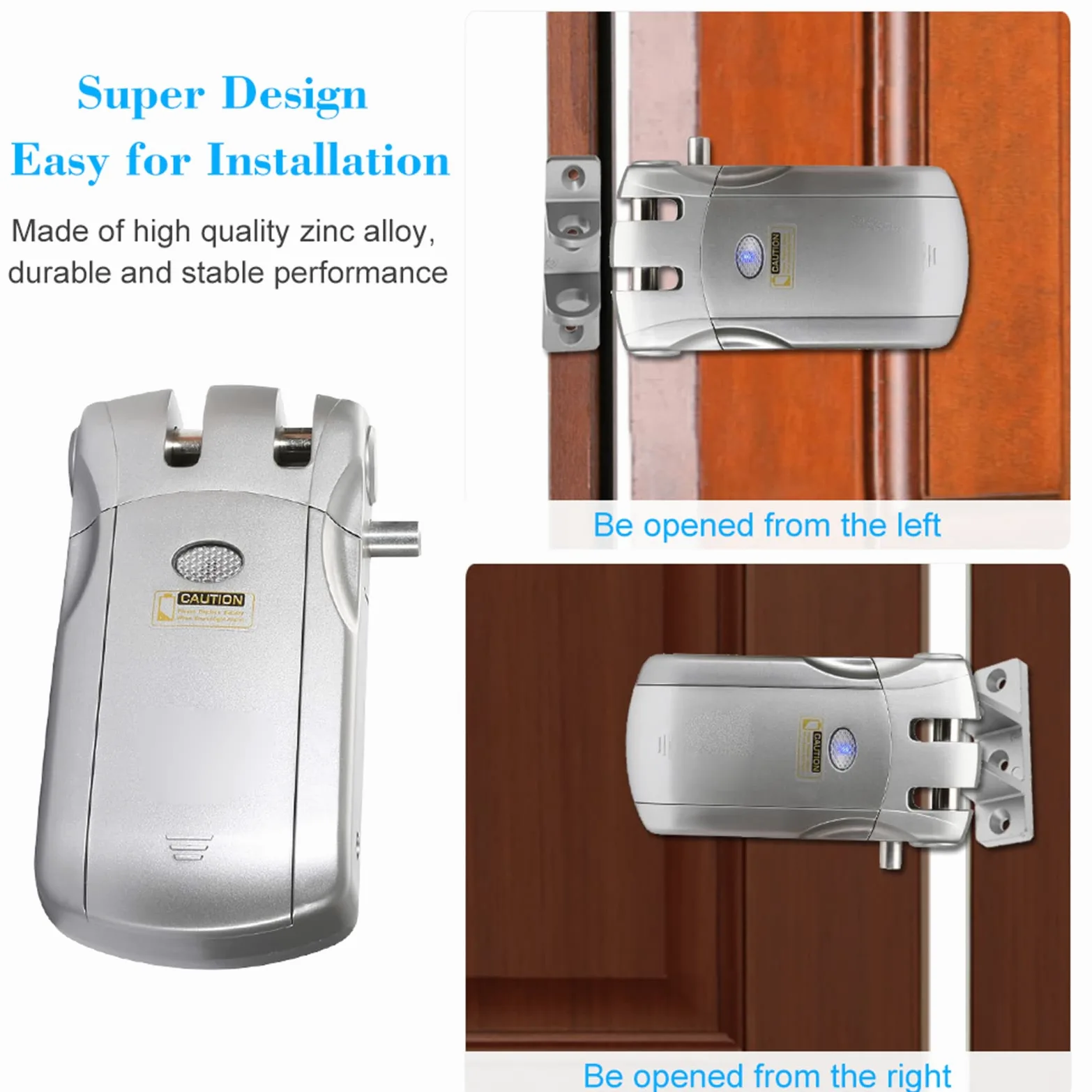 WF-018 Telecomando wireless Blocco Sicurezza Invisibile Keyless Door Entry Blocco intelligente In lega di zinco metallo con 4 chiavi remote Smart Home Villa Office Access Control Sistema