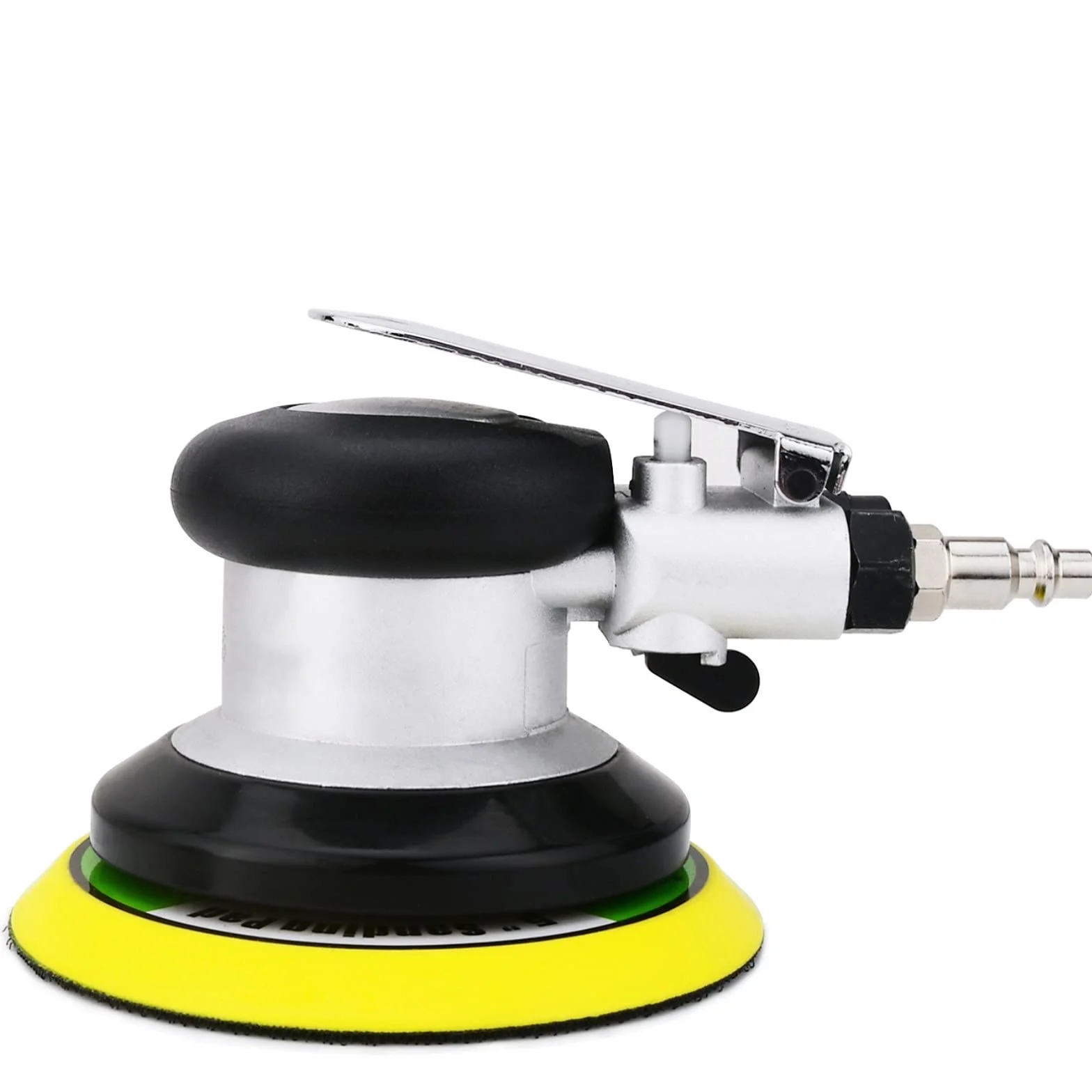 Professionale levigatrici orbitale pneumatica, levigatrice pneumatica a doppia azione ad alte prestazioni lucidatrice mini con chiusura, 10000 giri/min (Argento 125mm)