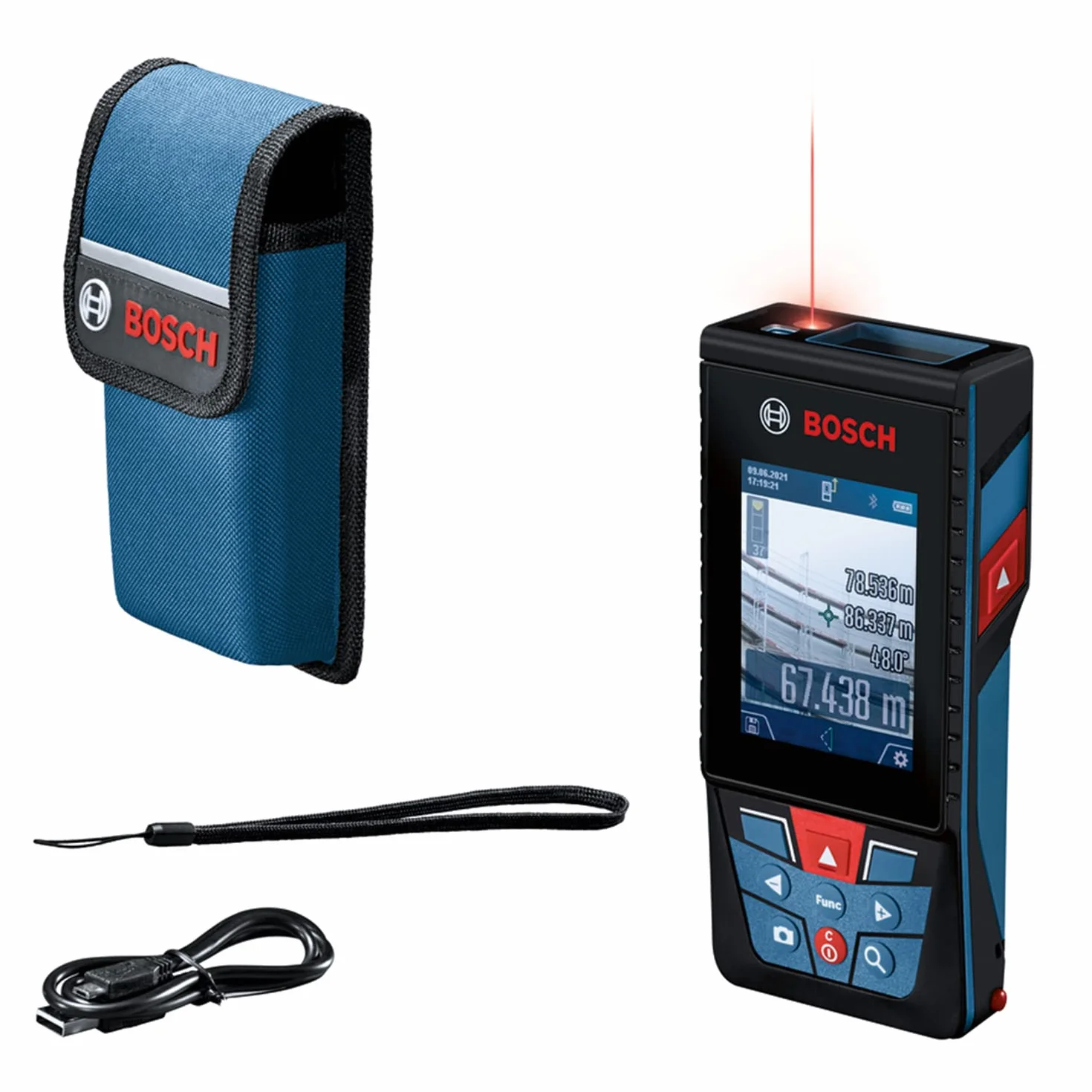 Bosch Professional Metro Laser Distanziometro Laser GLM 150-27 C (telecamera integrata, batteria integrata 3,6 V, raggio azione: fino a 150 m, IP54, ± 1,5 mm*, batterie AA, cinturino da polso)