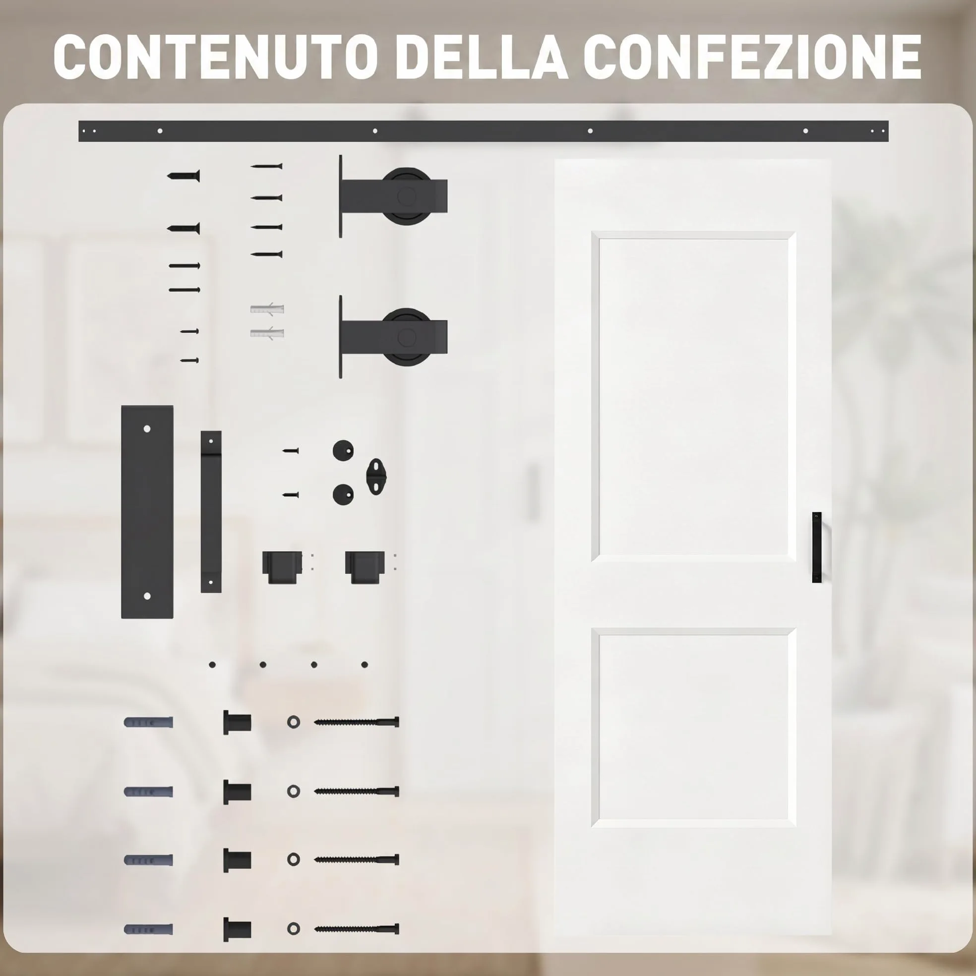 HOMCOM Porta Scorrevole Interna 76.2x213.4cm, Superficie Verniciata, Binario Silenzioso Acciaio, Maniglia Migliorata, Kit Ferramenta, Porta Interno Stile Industriale, in Legno Pino, Cucina, Soggiorno