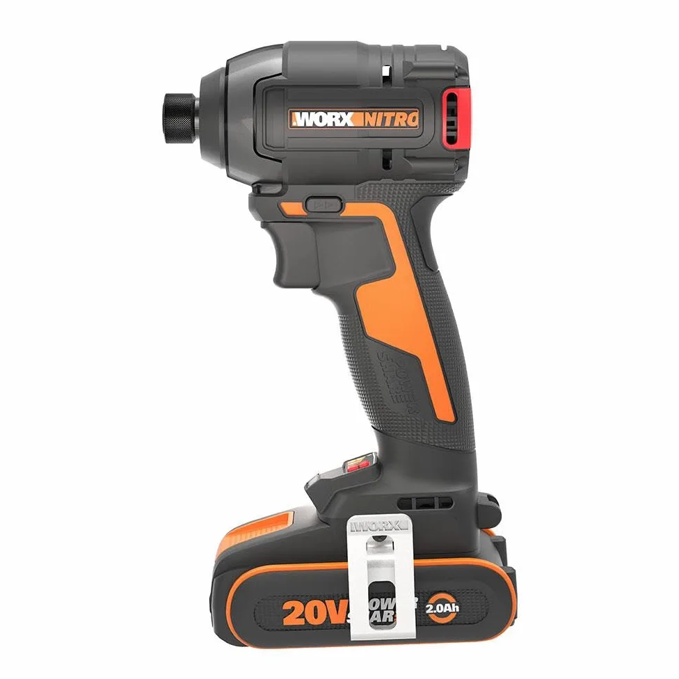 WORX NITRO WX265 Avvitatore a percussione a batteria 20 V, potente motore brushless, 3 livelli di velocità e 2 modalità, coppia di 200 Nm, leggero e compatto