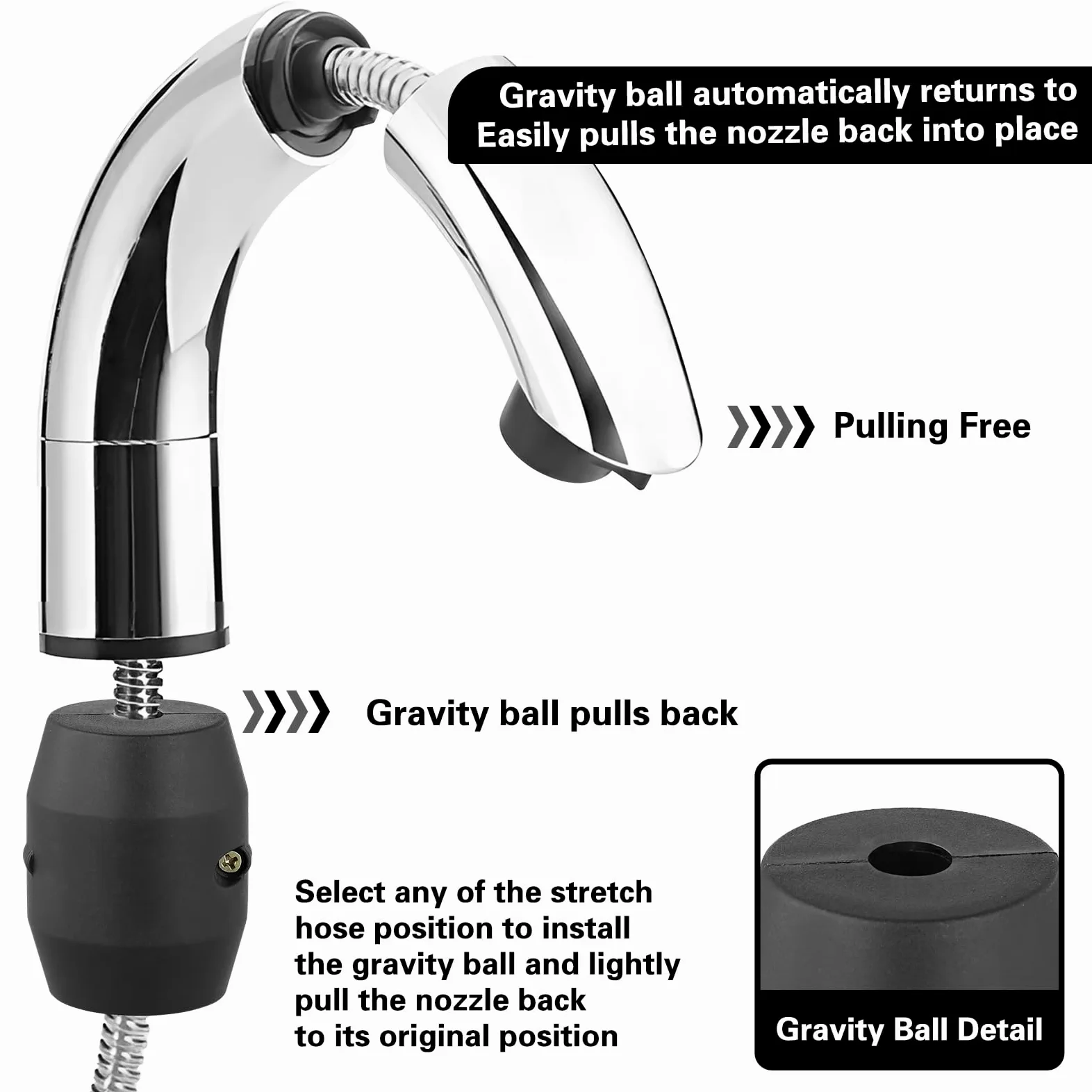 Tubo da cucina Peso Heavy Ball di ricambio per rubinetto della cucina di ricambio lavello estrarre rubinetto Peso -Nero