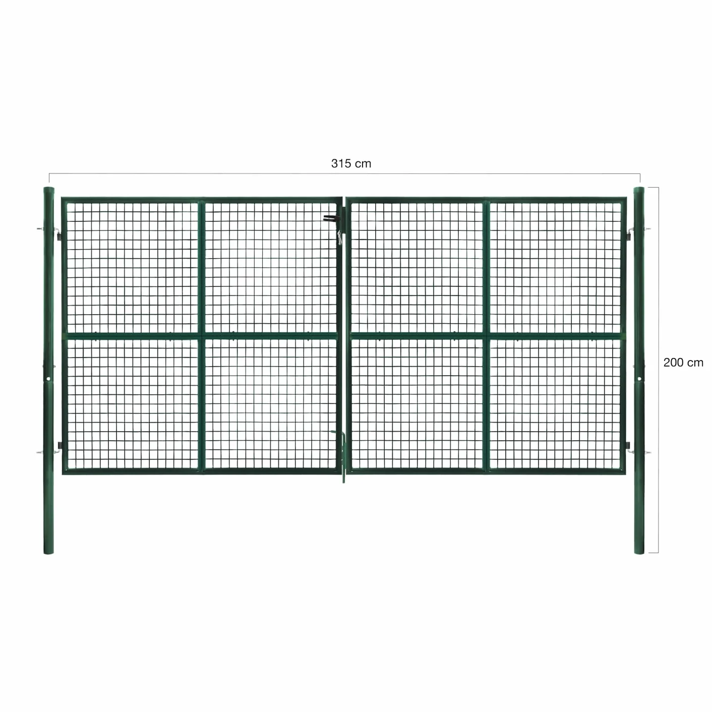 IDMarket - Cancello di recinzione in acciaio verde 315 x 150 cm con serratura e maniglia